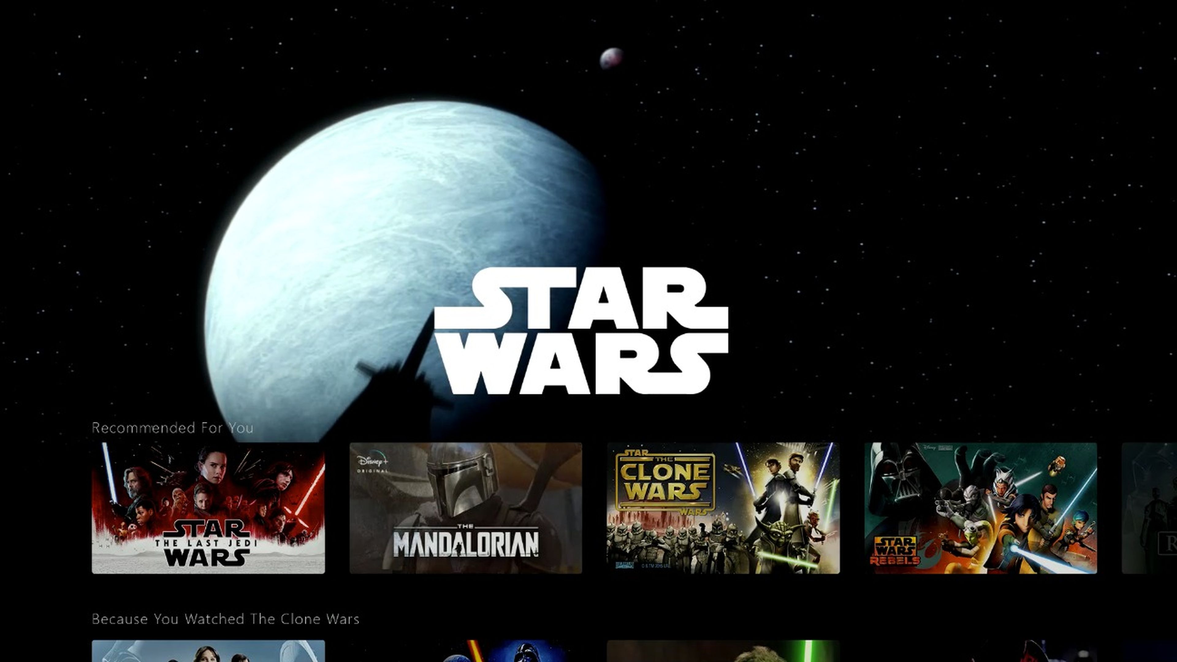 Demo de la interfaz de Disney+ de Star Wars