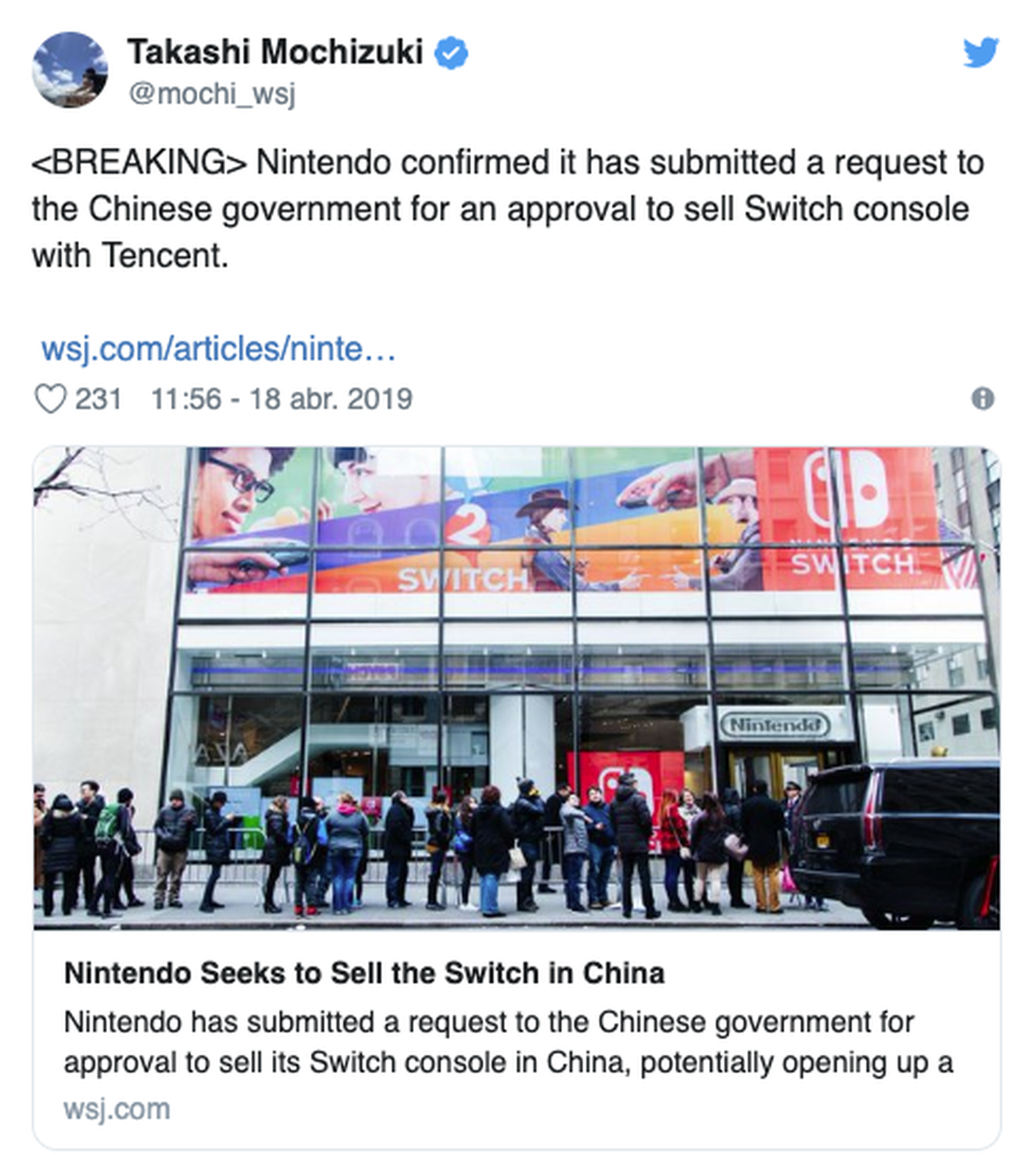 Nintendo Switch en China Twitter