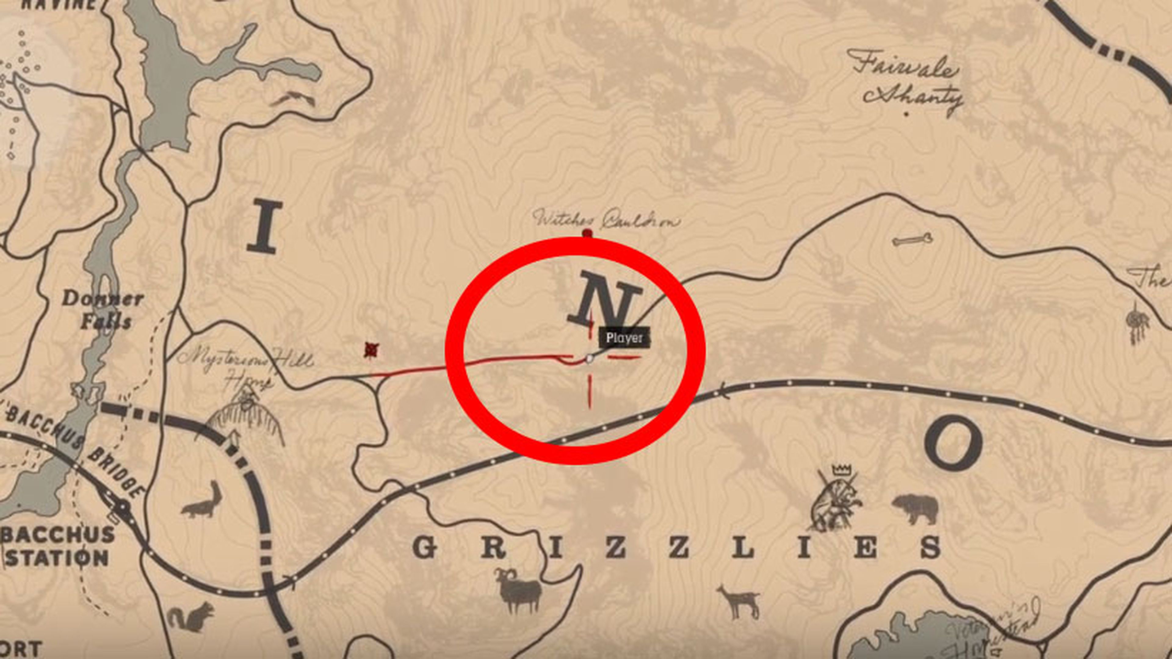 Mapas del tesoro Bard's Crossing y Blackbone's Forest en Red Dead