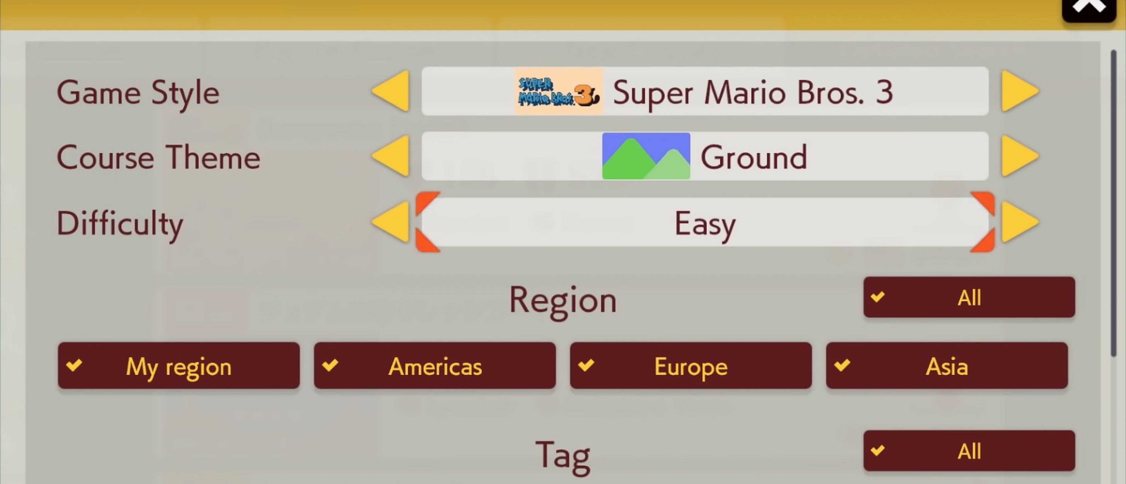 Búsqueda de niveles en Super Mario Maker 2
