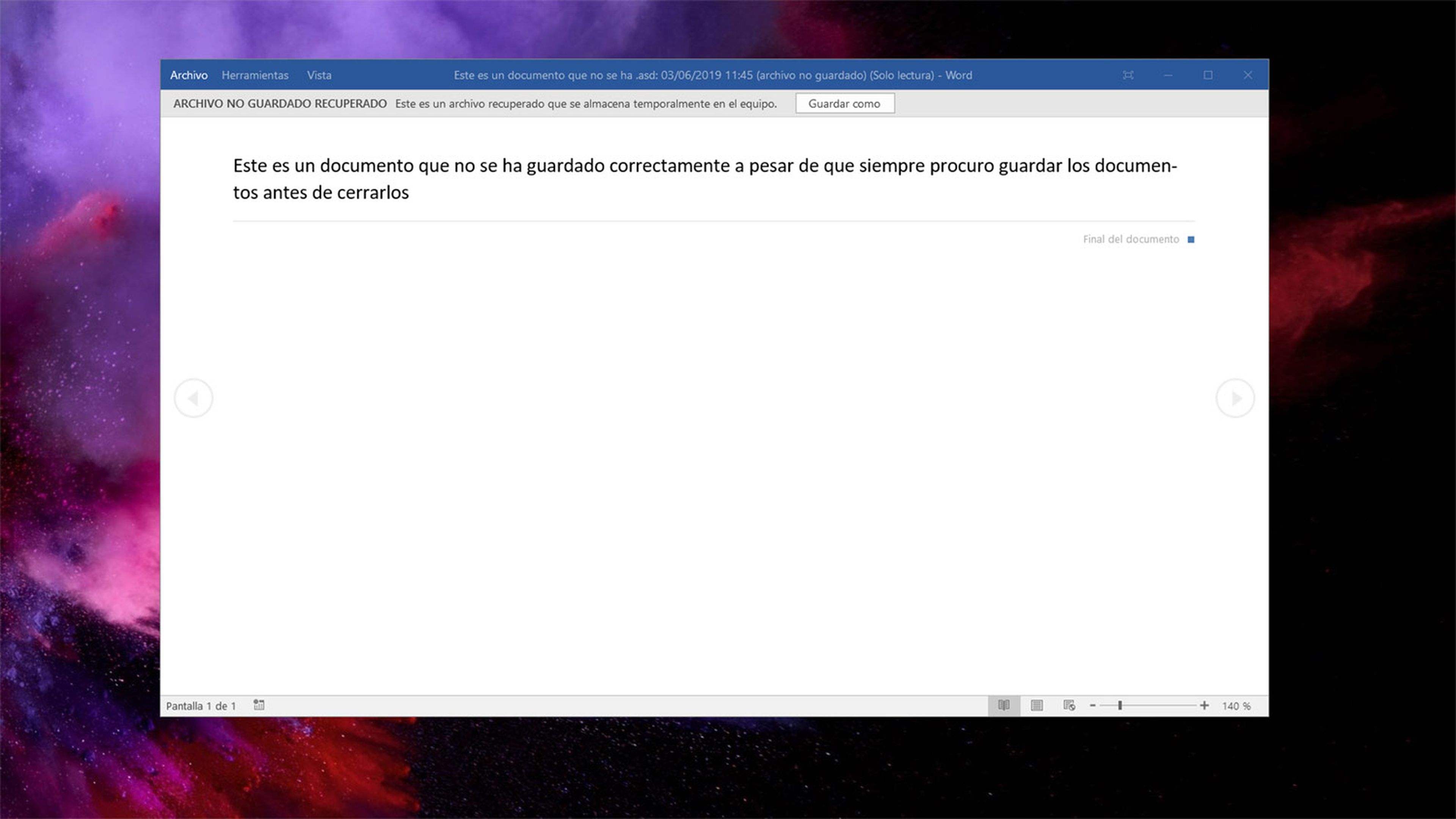 Recupera documentos borrados de Office