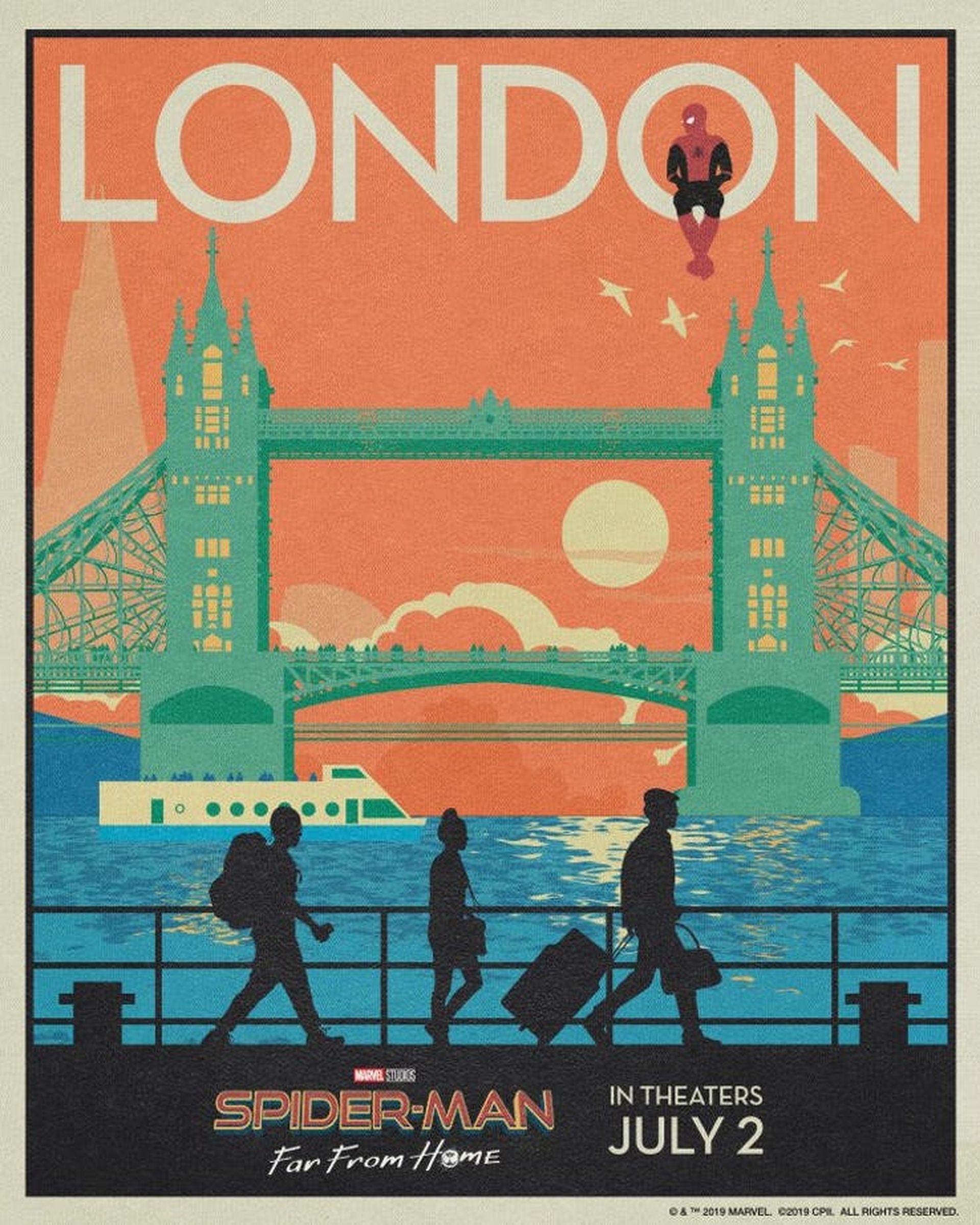 Spider-Man: Lejos de casa póster retro - Londres