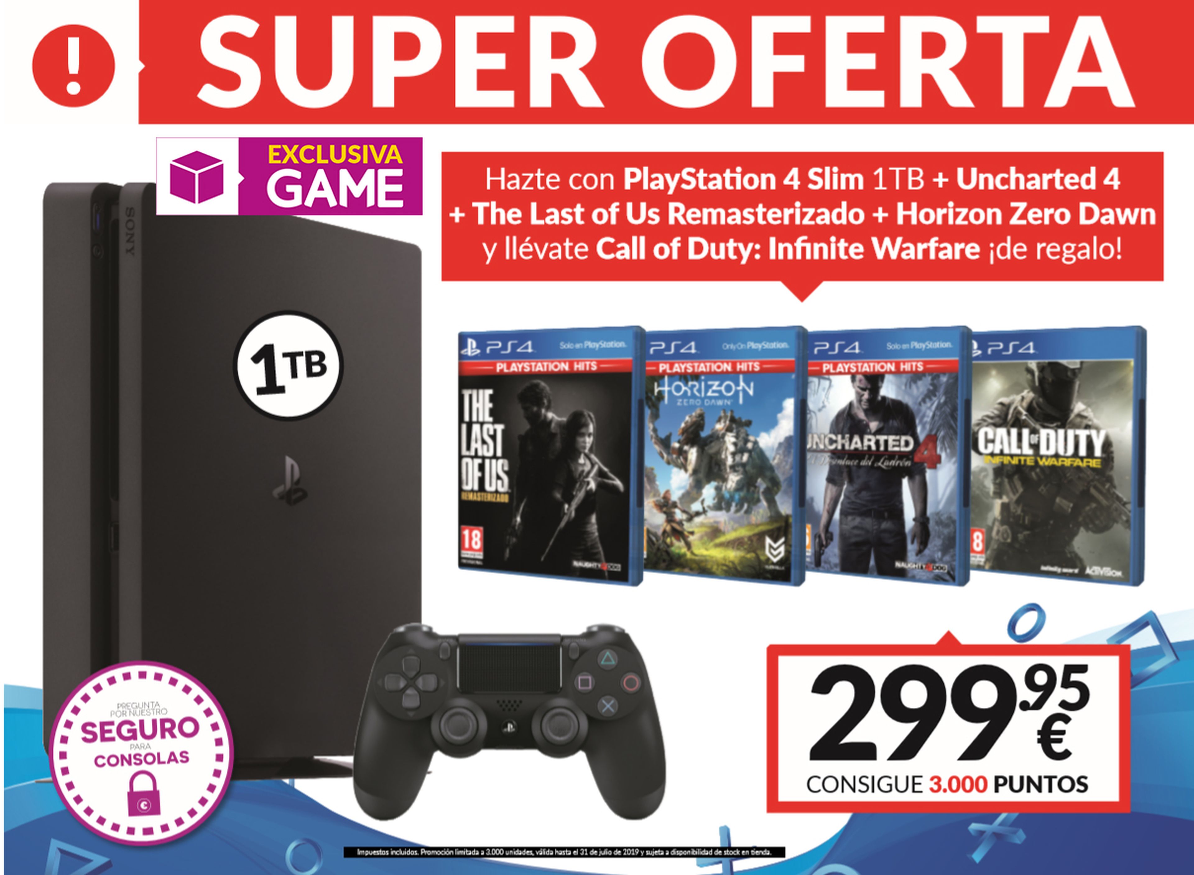 PS4 Slim 1TB con 4 juegos en oferta exclusiva en GAME a precio de