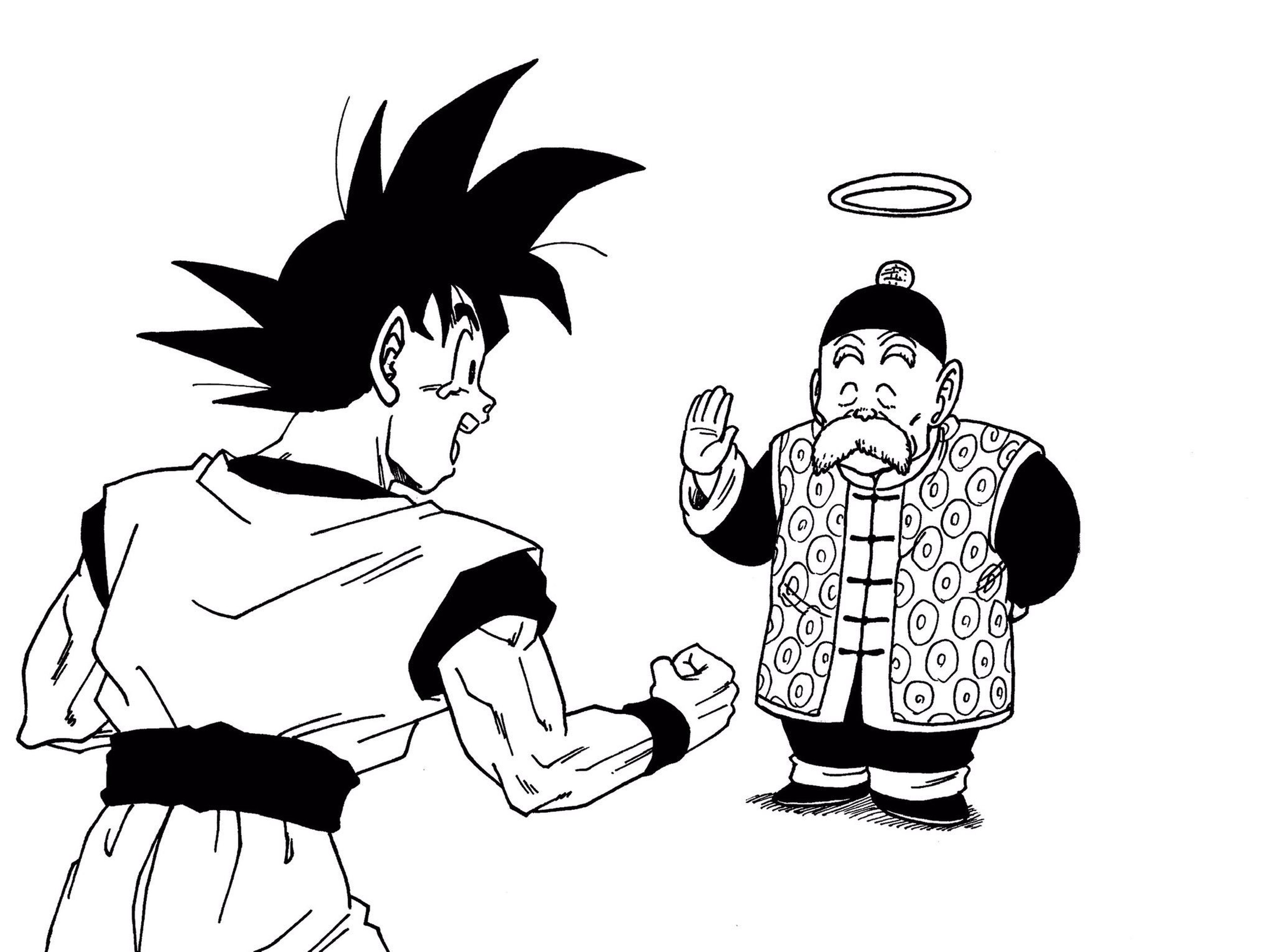 Goku adulto se reencuentra con su abuelo Gohan