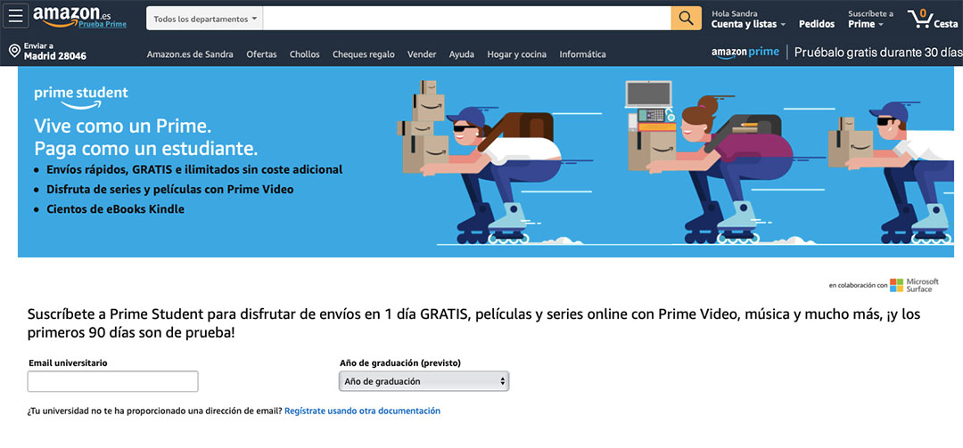 Amazon prime sales estudiantes