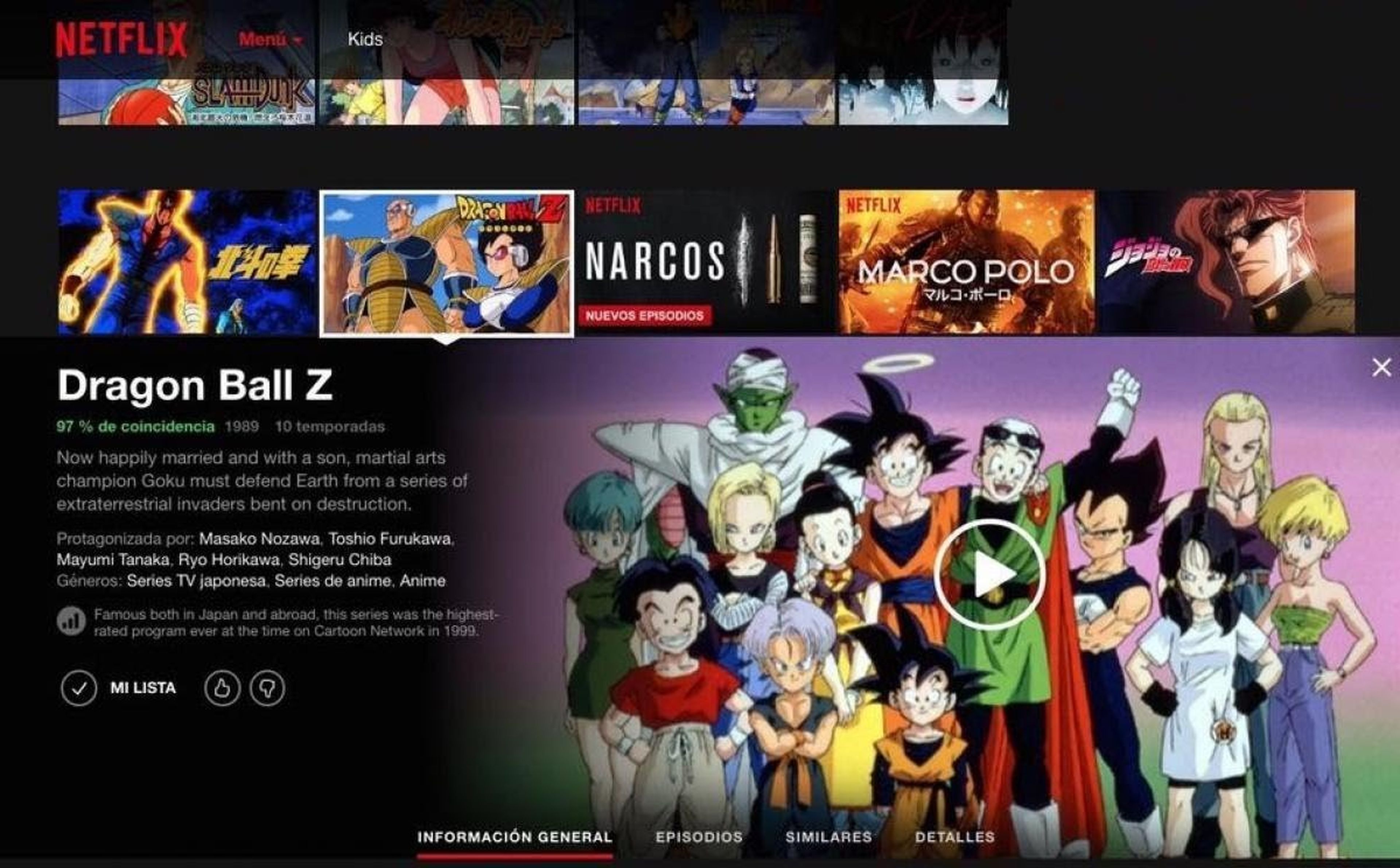 Dragon Ball Z en Netflix