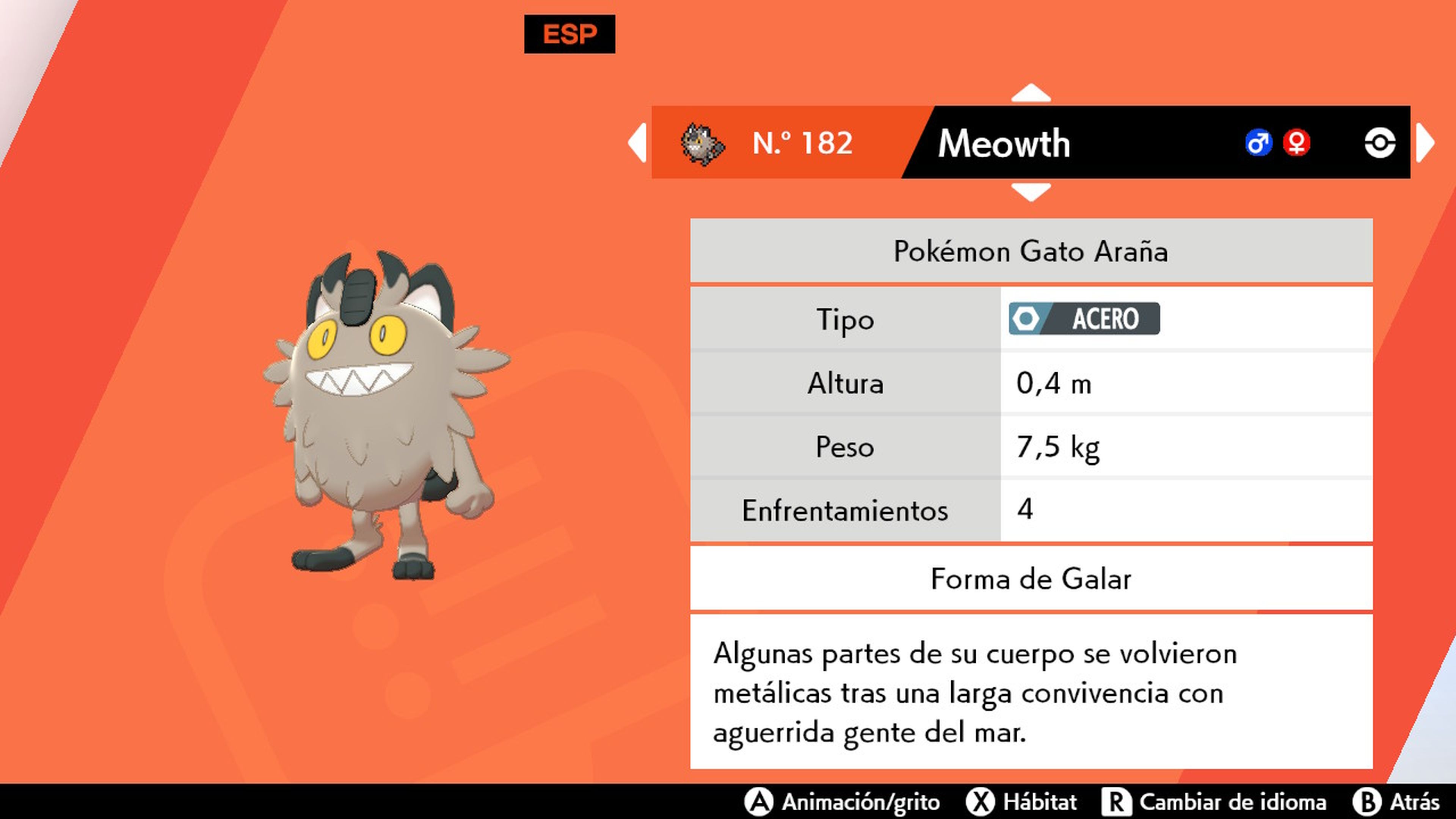 Meowth de Galar - Pokémon Espada y Escudo