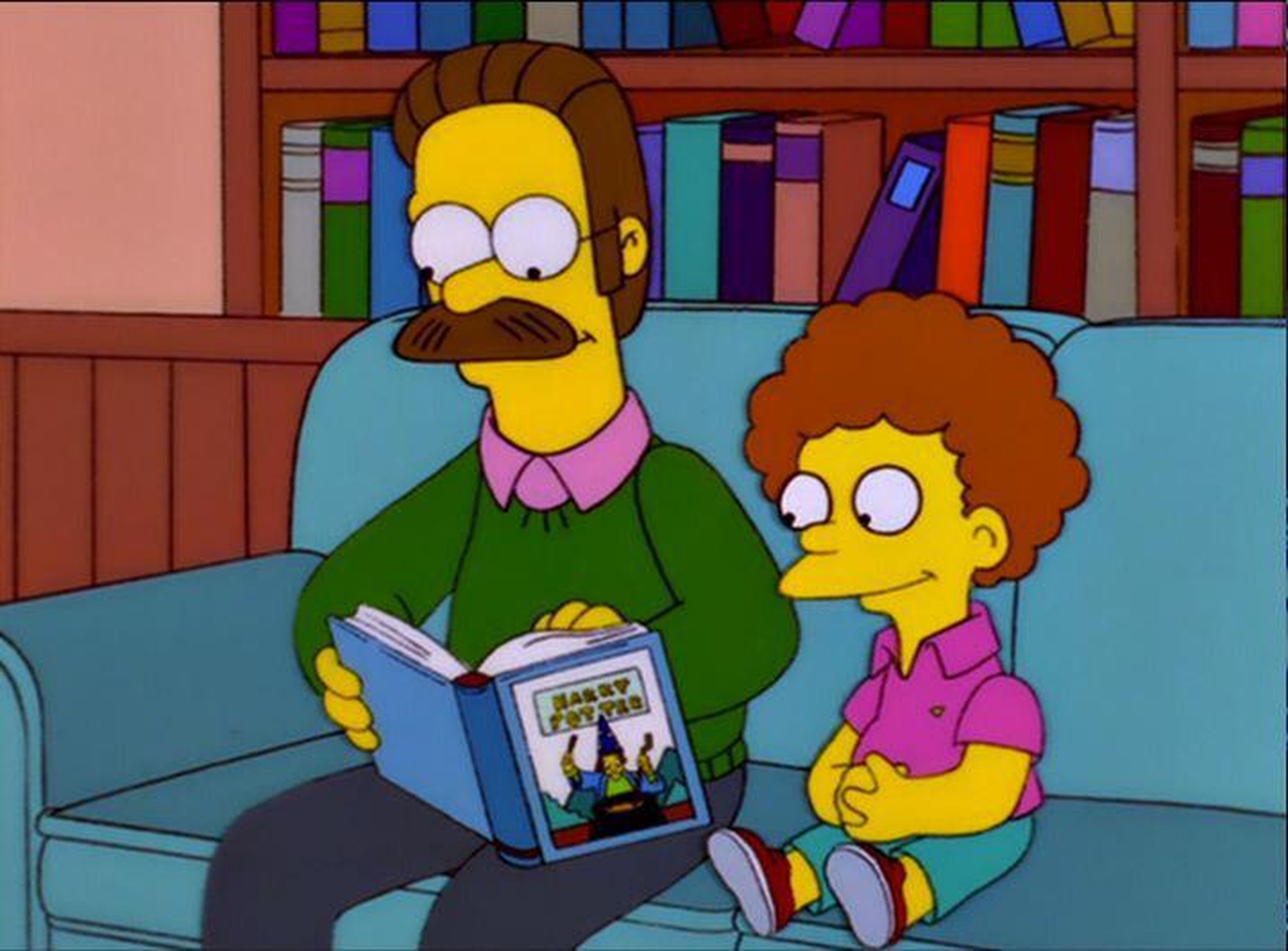 Flanders lee Harry Potter en Los Simpson