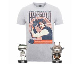 Pack de dos Funko Pop + Camiseta de Han Solo en Zavvi