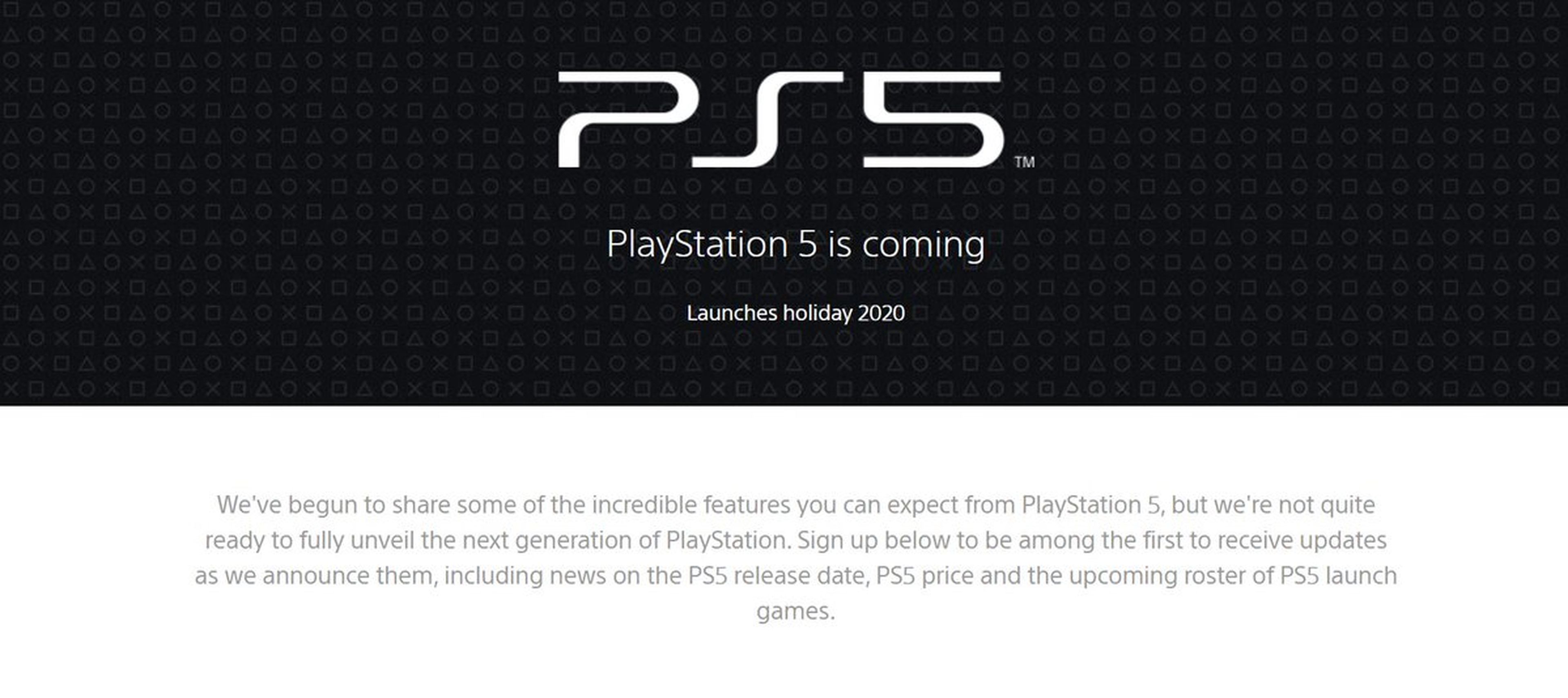 PS5 Web oficial ya disponible
