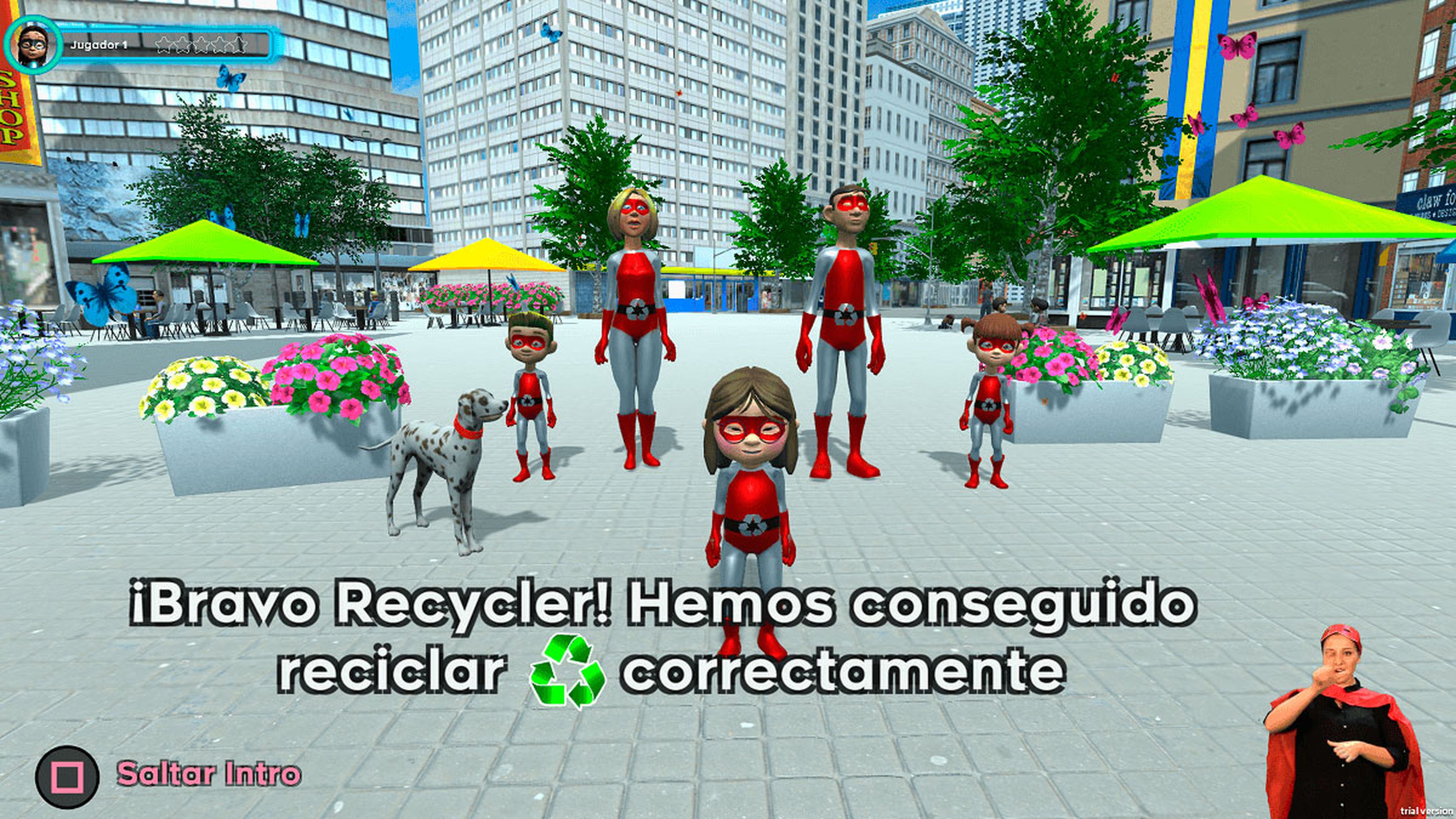The Recycling Heroes incluye la opción de seleccionar lenguaje de signos