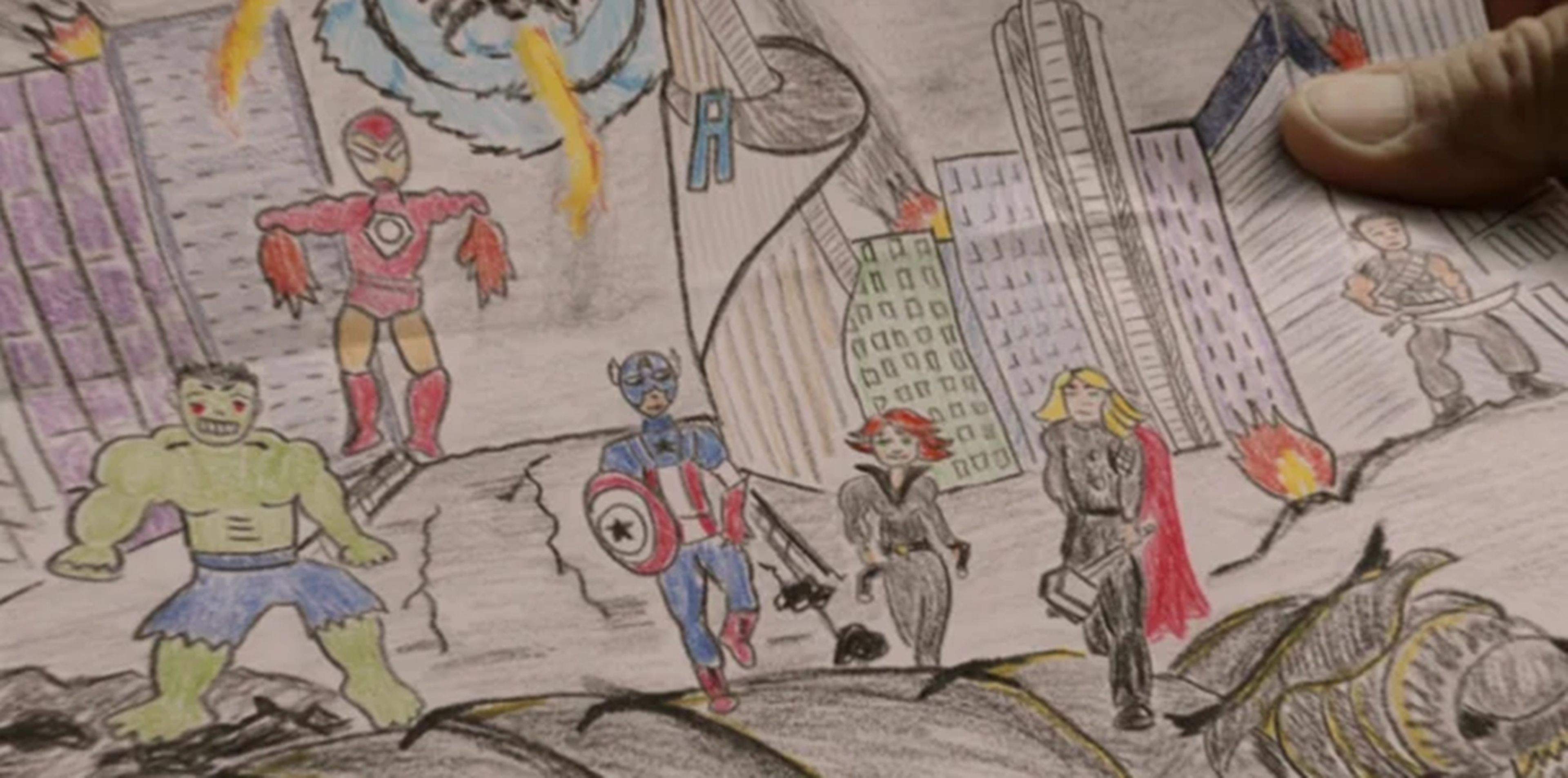 La referencia a Ronin en el dibujo de Los Vengadores en Spider-Man: Homecoming