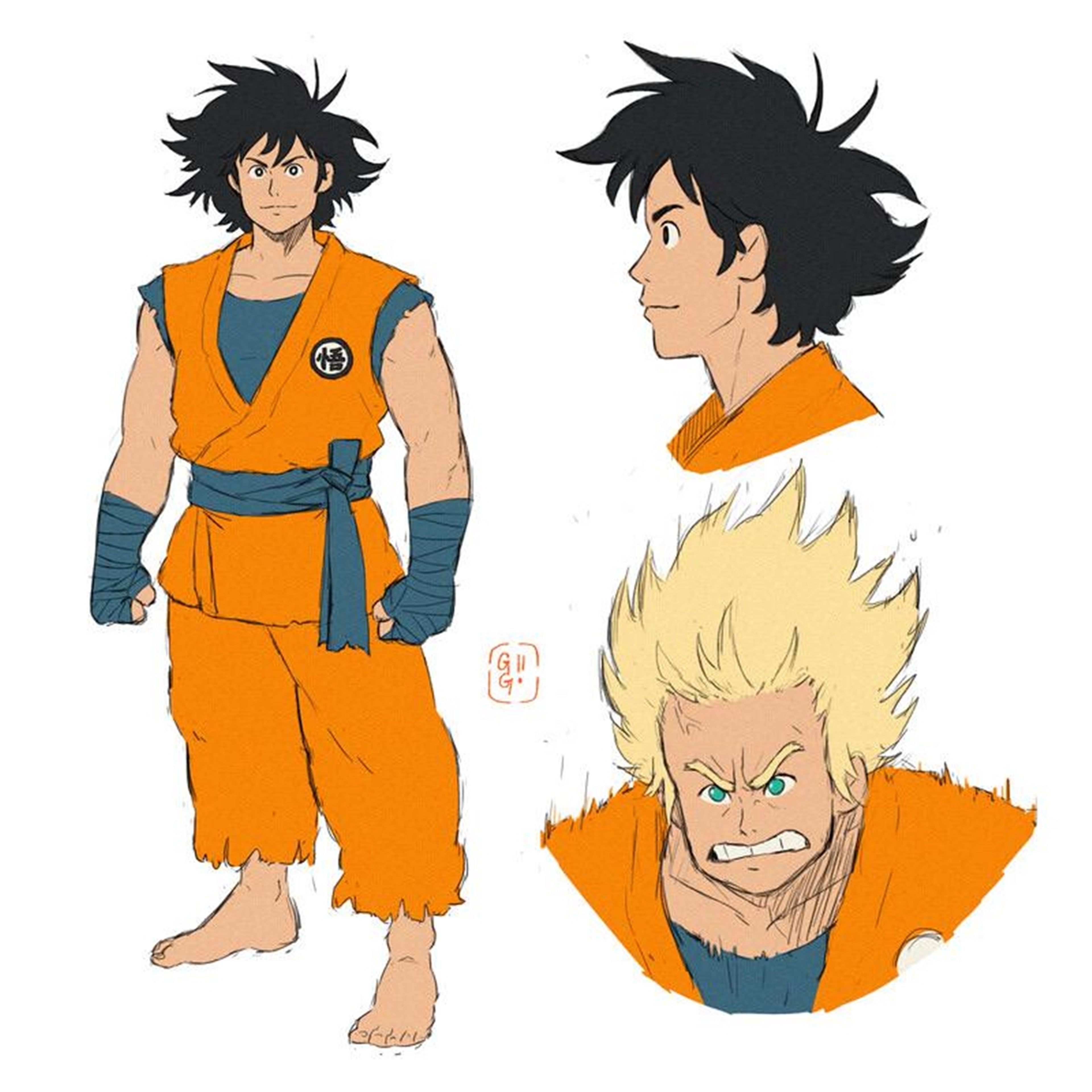 Fan art de Son Goku con el estilo de Studio Ghibli