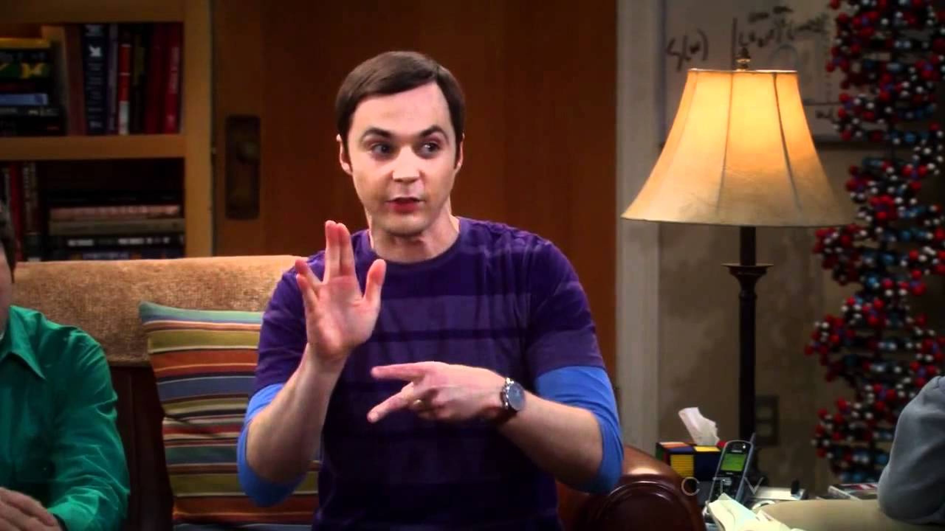 Sheldon explicando el Piedra, papel, tijera, lagarto, Spock en The Big Bang Theory