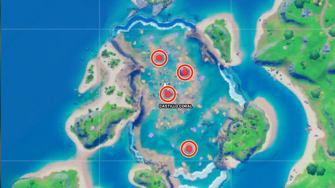 Re ne c rculos flotantes en el Castillo Coral en Fortnite