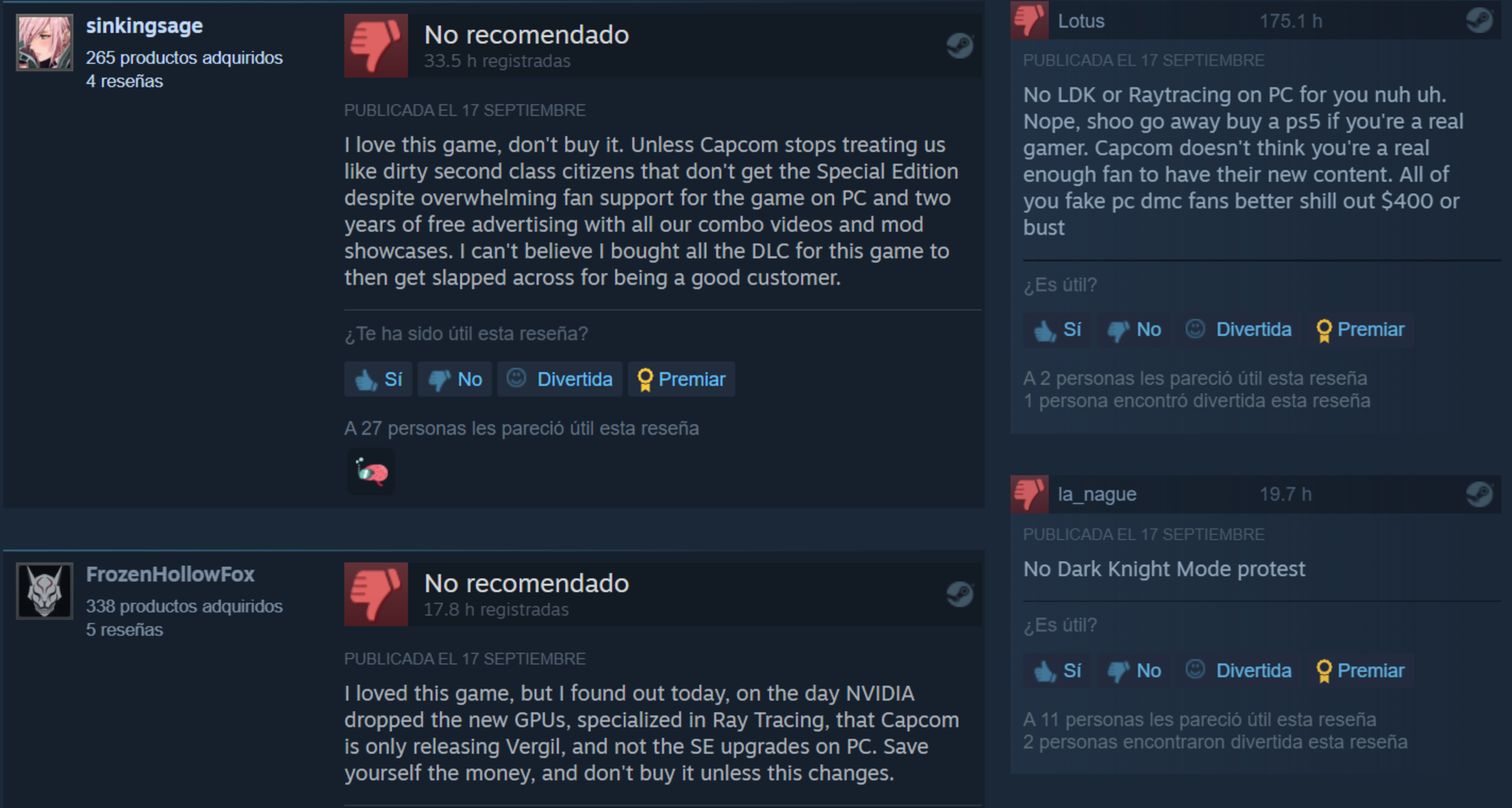 Reseñas negativas Devil May Cry 5 Steam