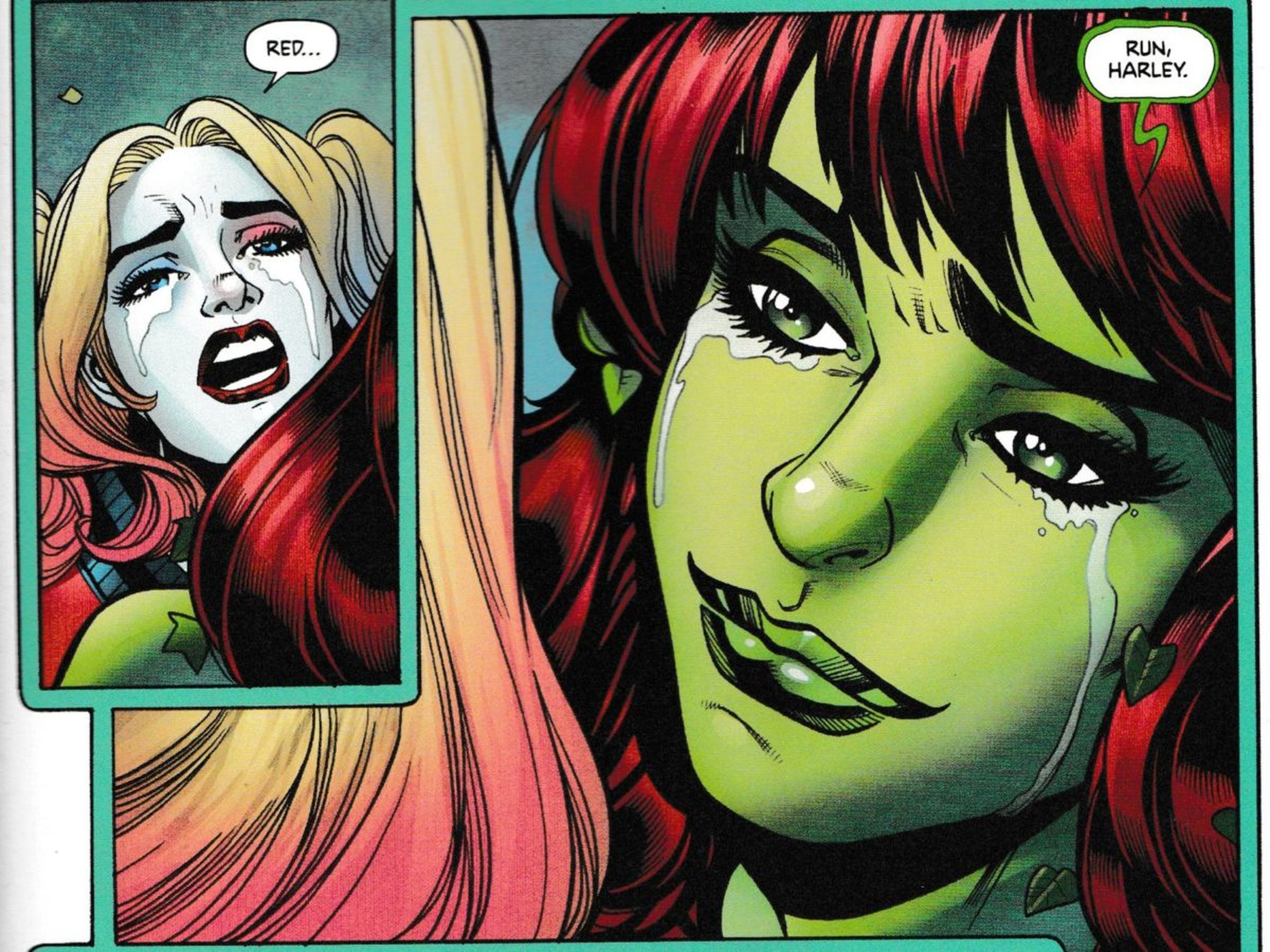 Viñeta de Harley Quinn y Hiedra Venenosa (DC Comics)