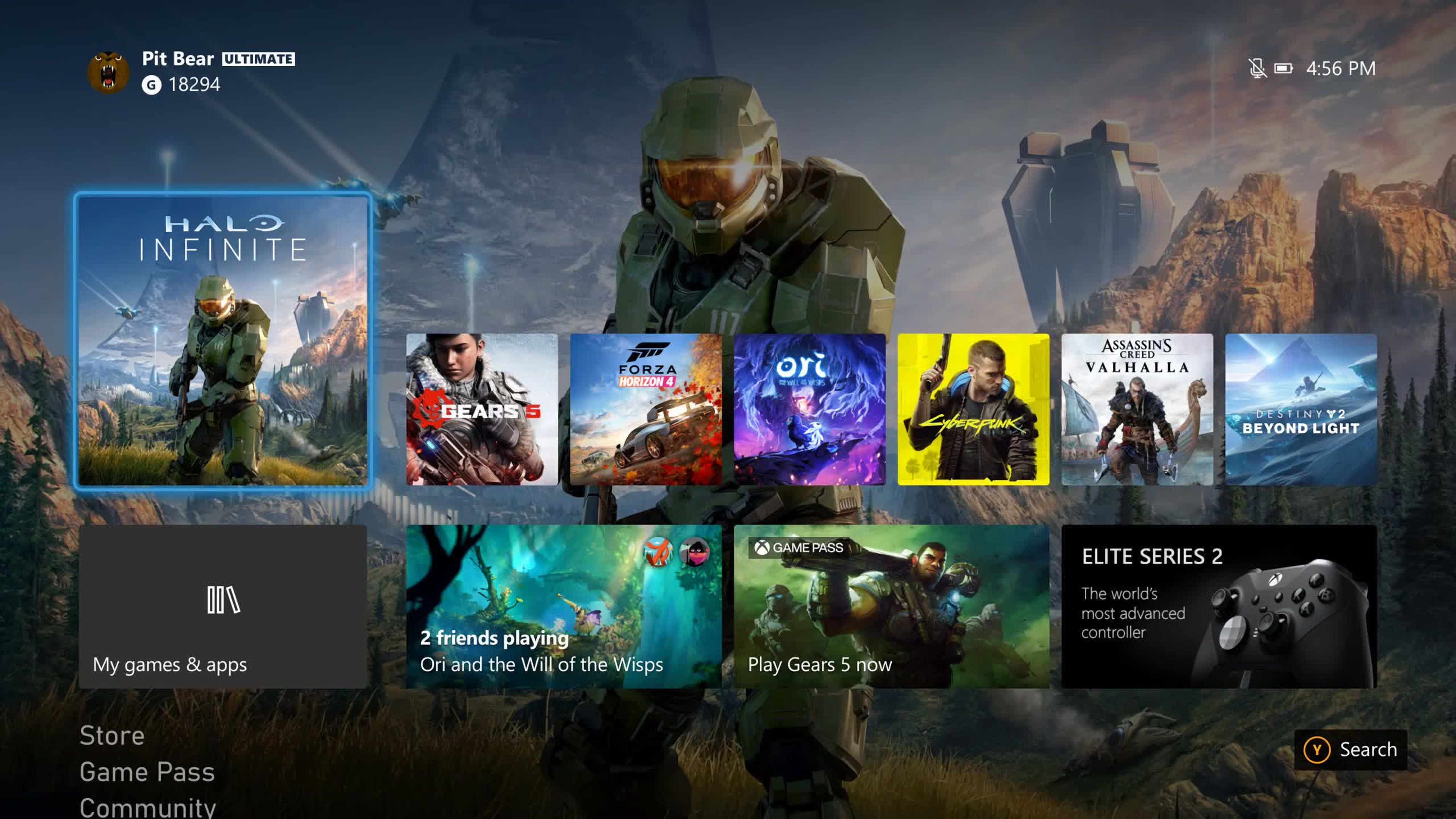 La actual interfaz Xbox