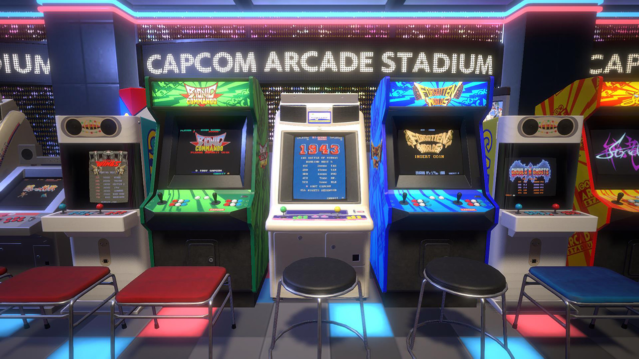 Capcom Arcade Stadium con 32 juegos. gabinetes de maquinitas 