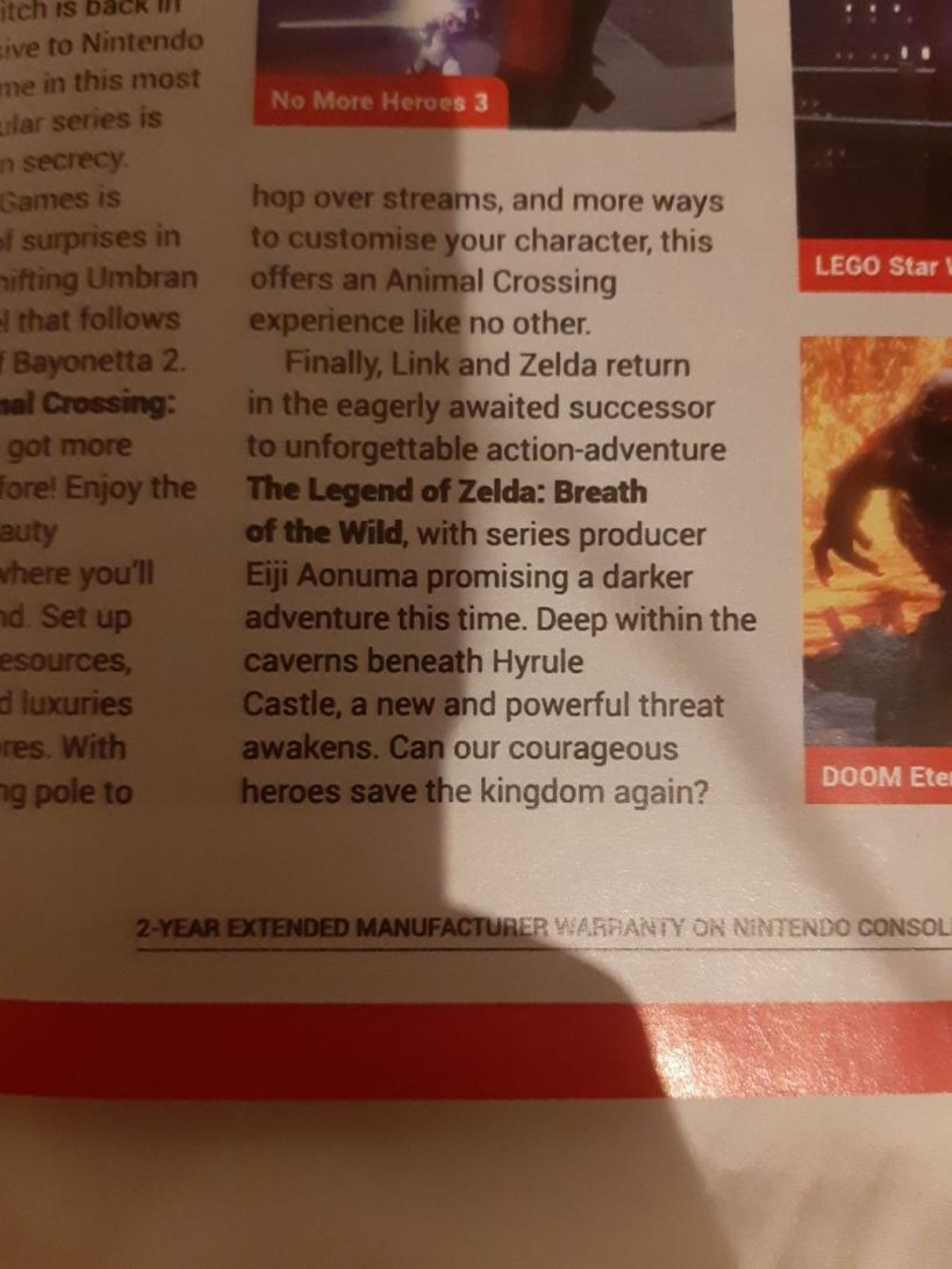 The Legend of Zelda Breath of the Wild panfleto promocional