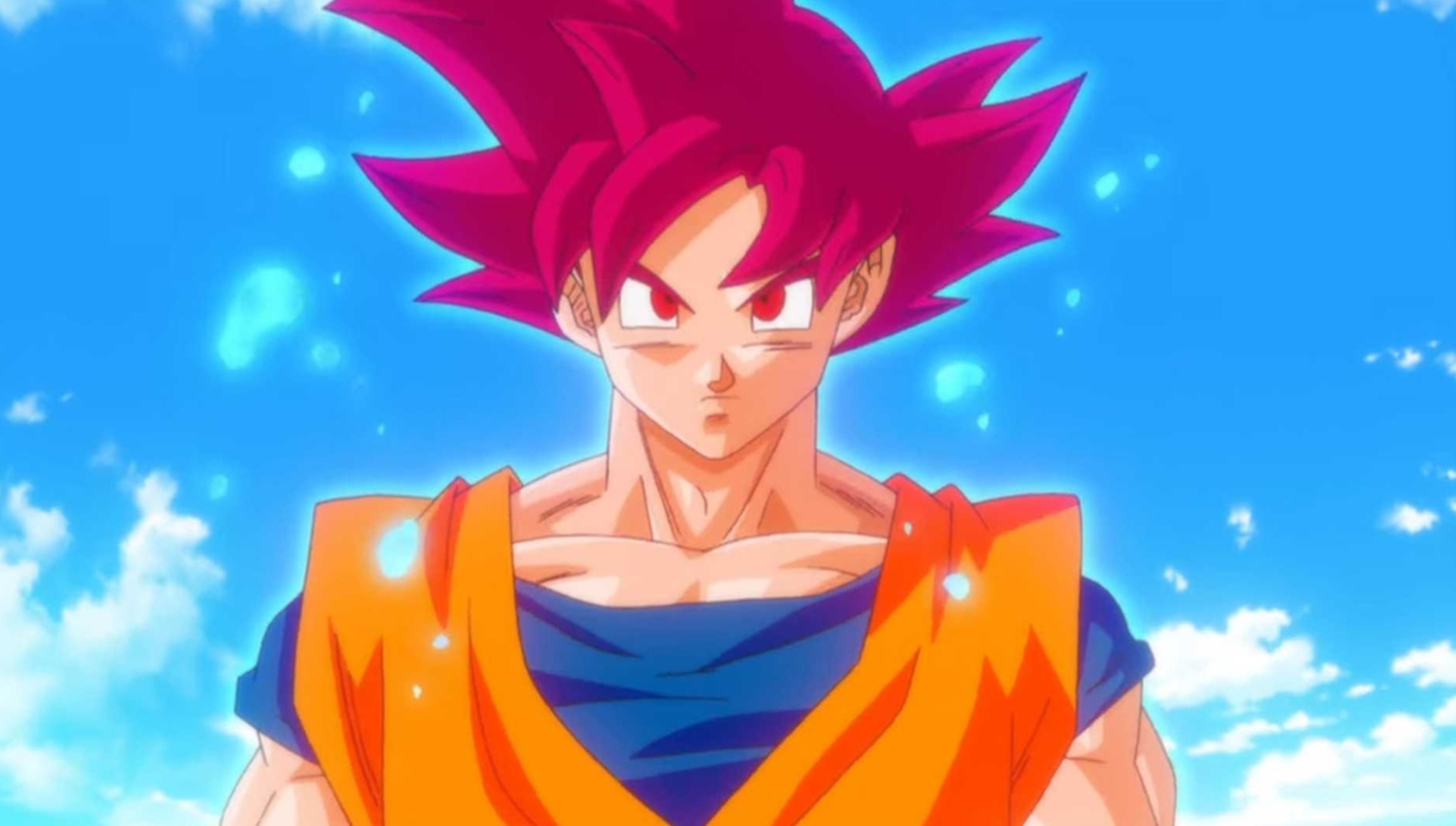 Son Goku Super Saiyan God en Dragon Ball Z La batalla de los dioses