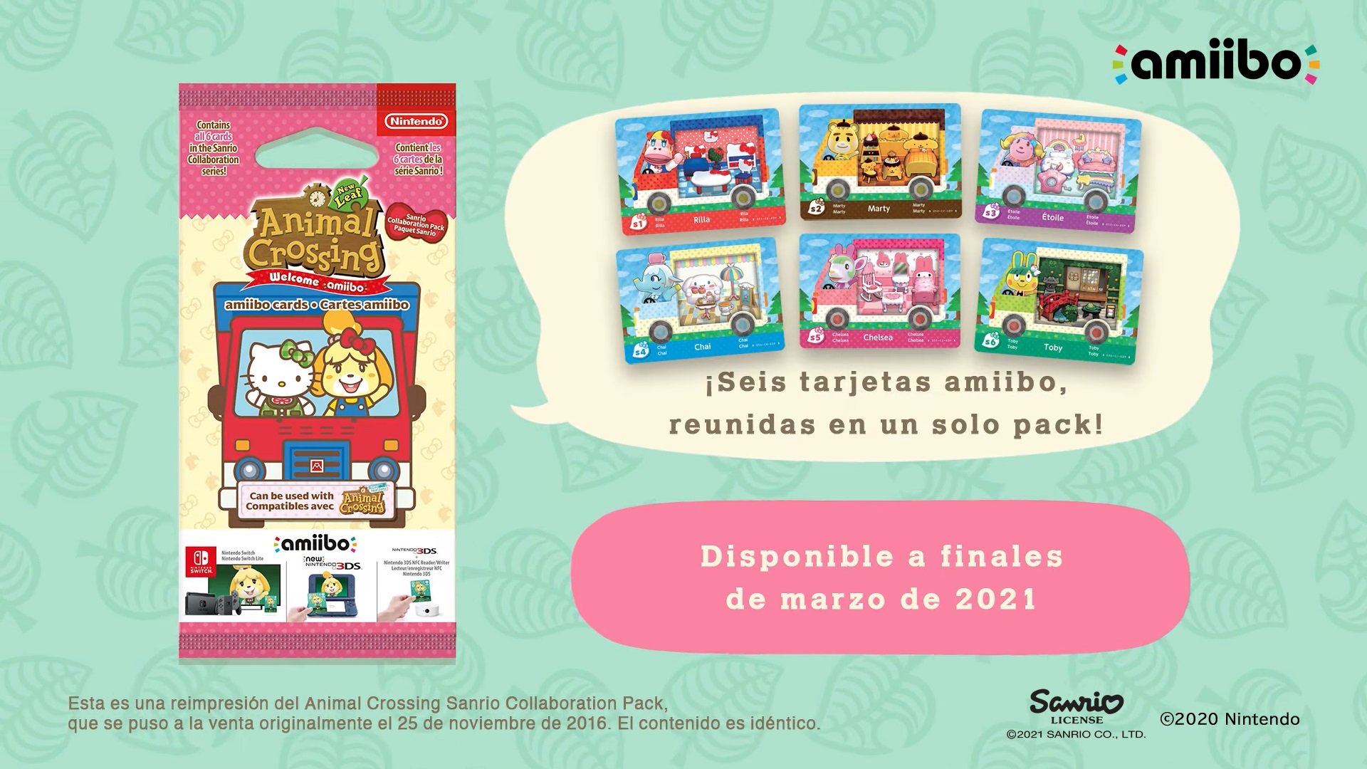 Amiibo Pack 3 Tarjetas Animal Crossing HHD Serie 2 para videojuegos  compatibles