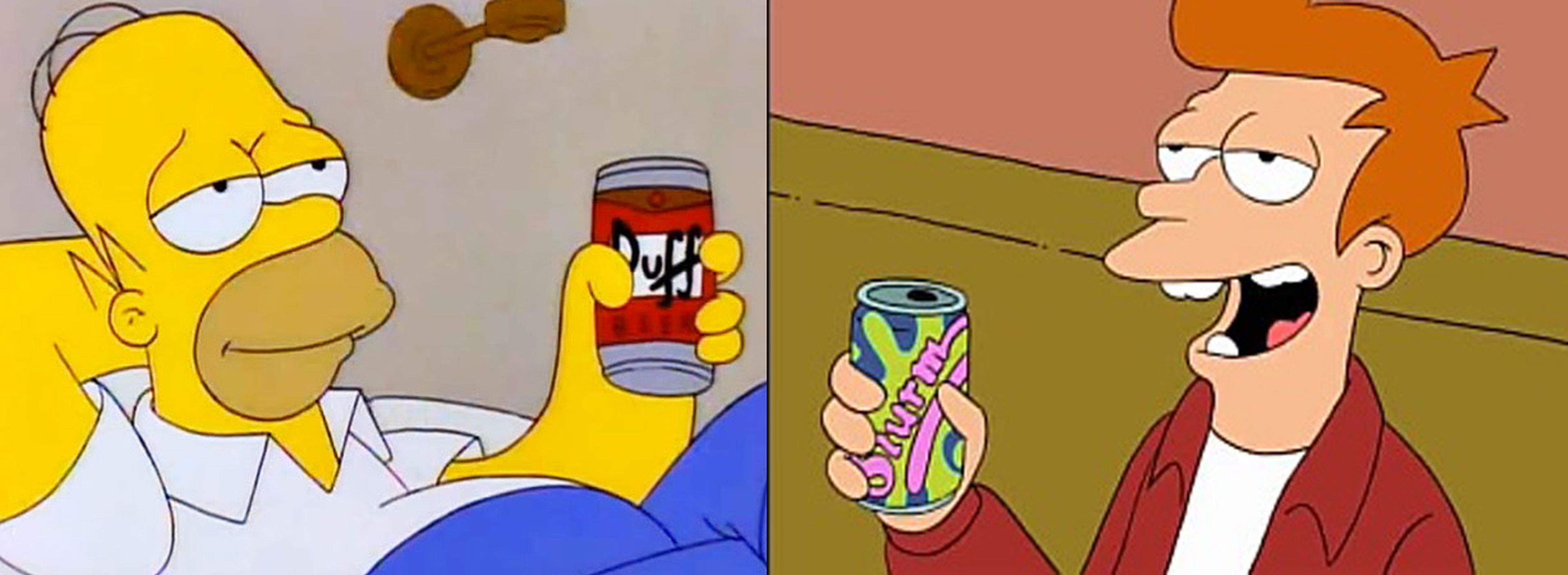 Duff y Slurm (Simpsons y Futurama)