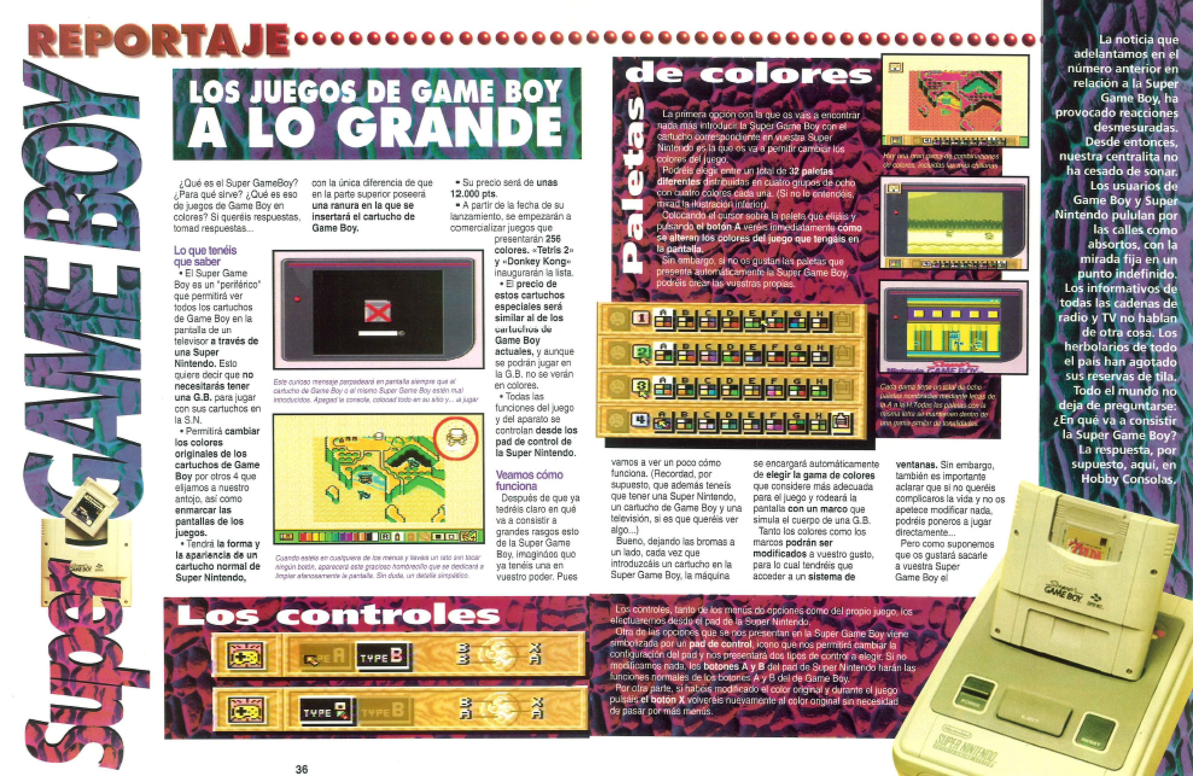 Cuando salió Super Game Boy me curré un reportajillo en el número 33 de Hobby Consolas para mostrar todo lo que ofrecía