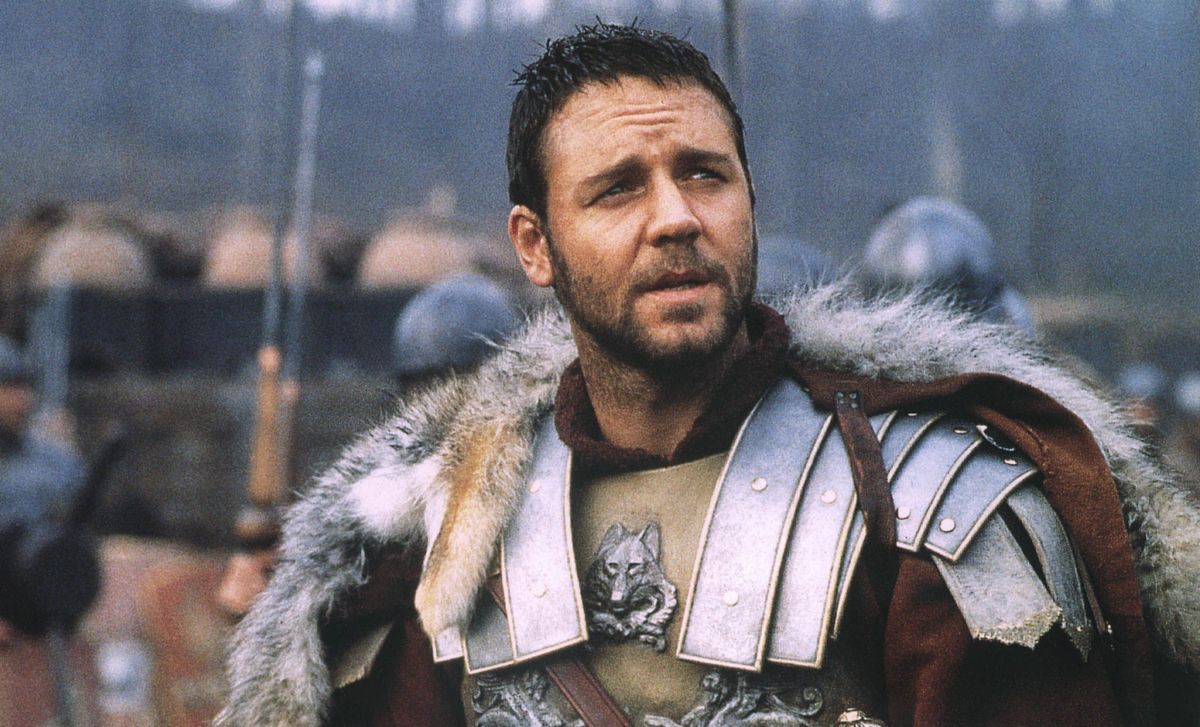 russell crowe en la barba del set