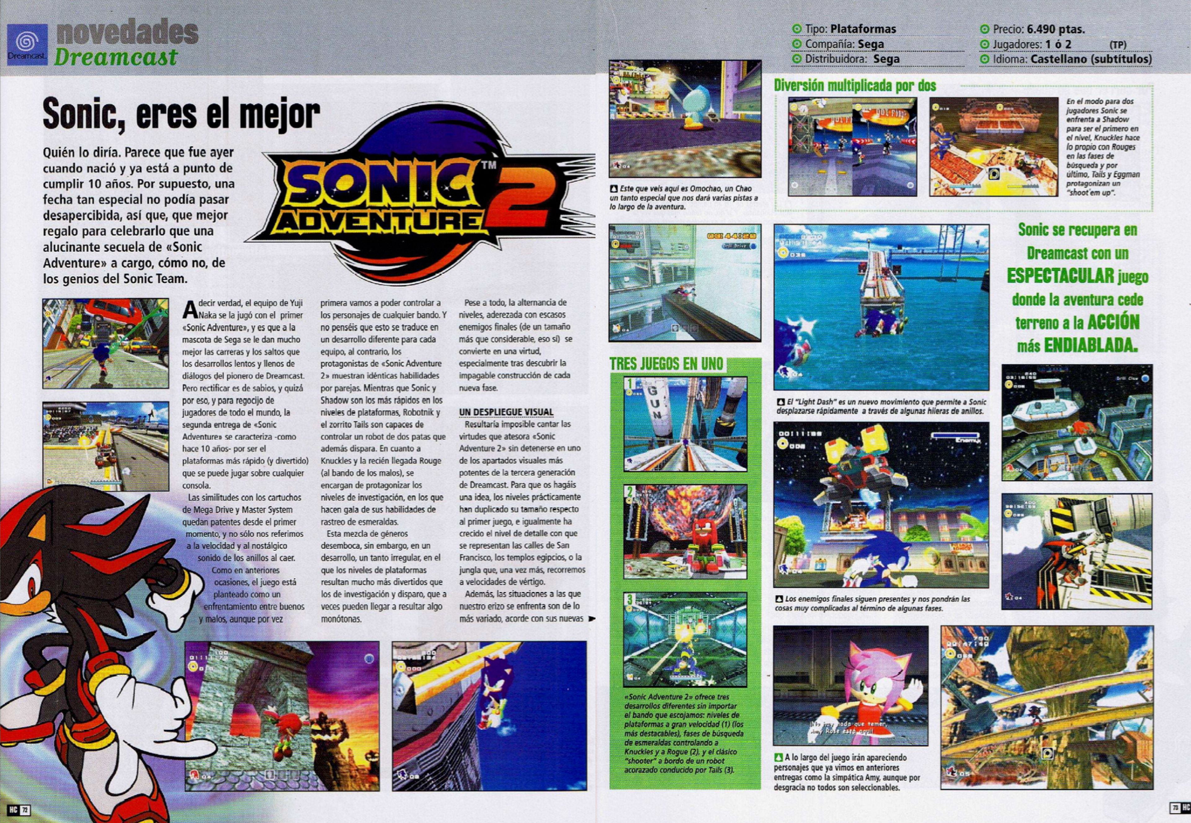 Análisis Sonic Adventures 2 en Hobby Consolas