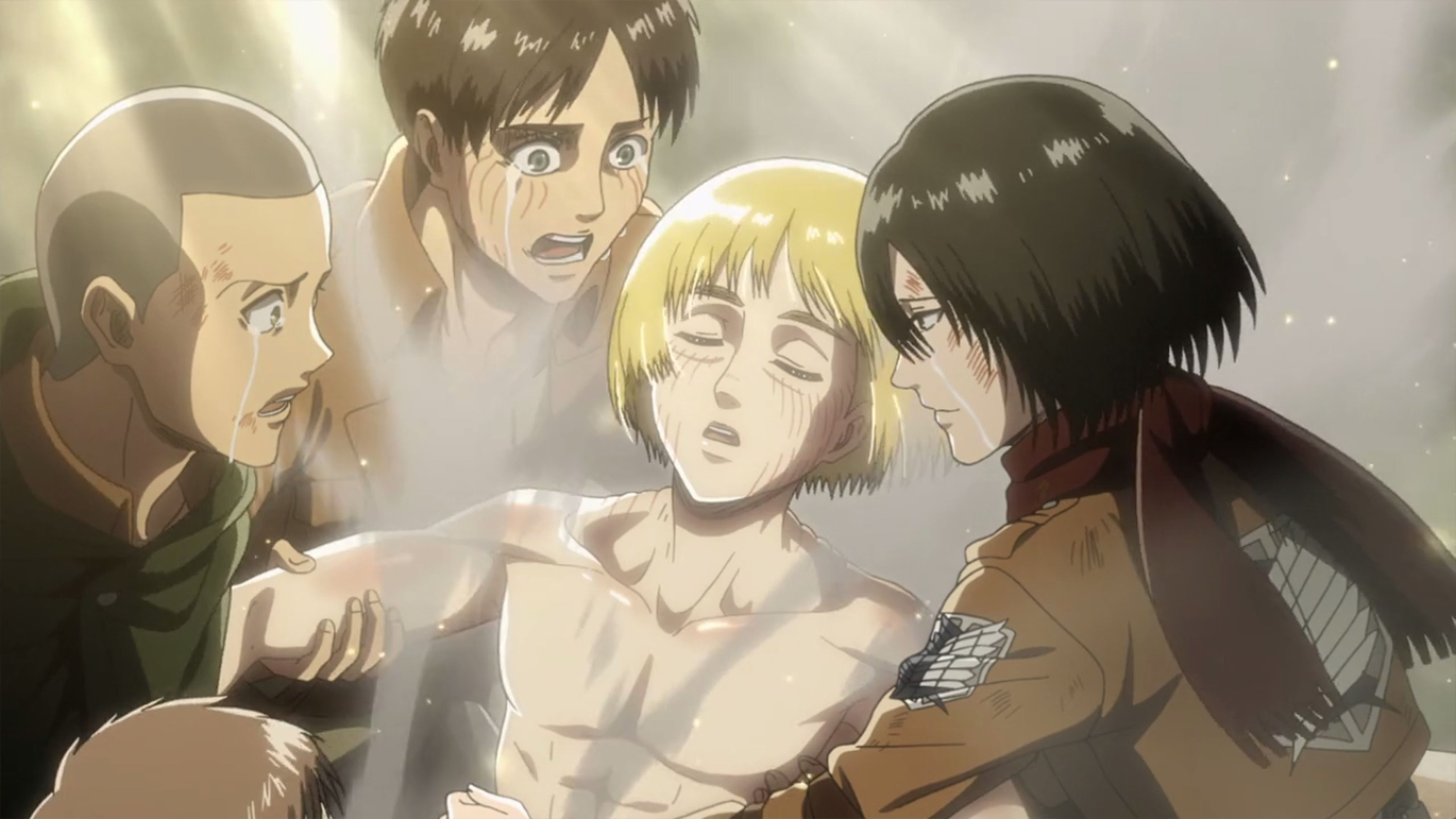 Ataque a los Titanes - Armin hereda el poder del Titán Colosal