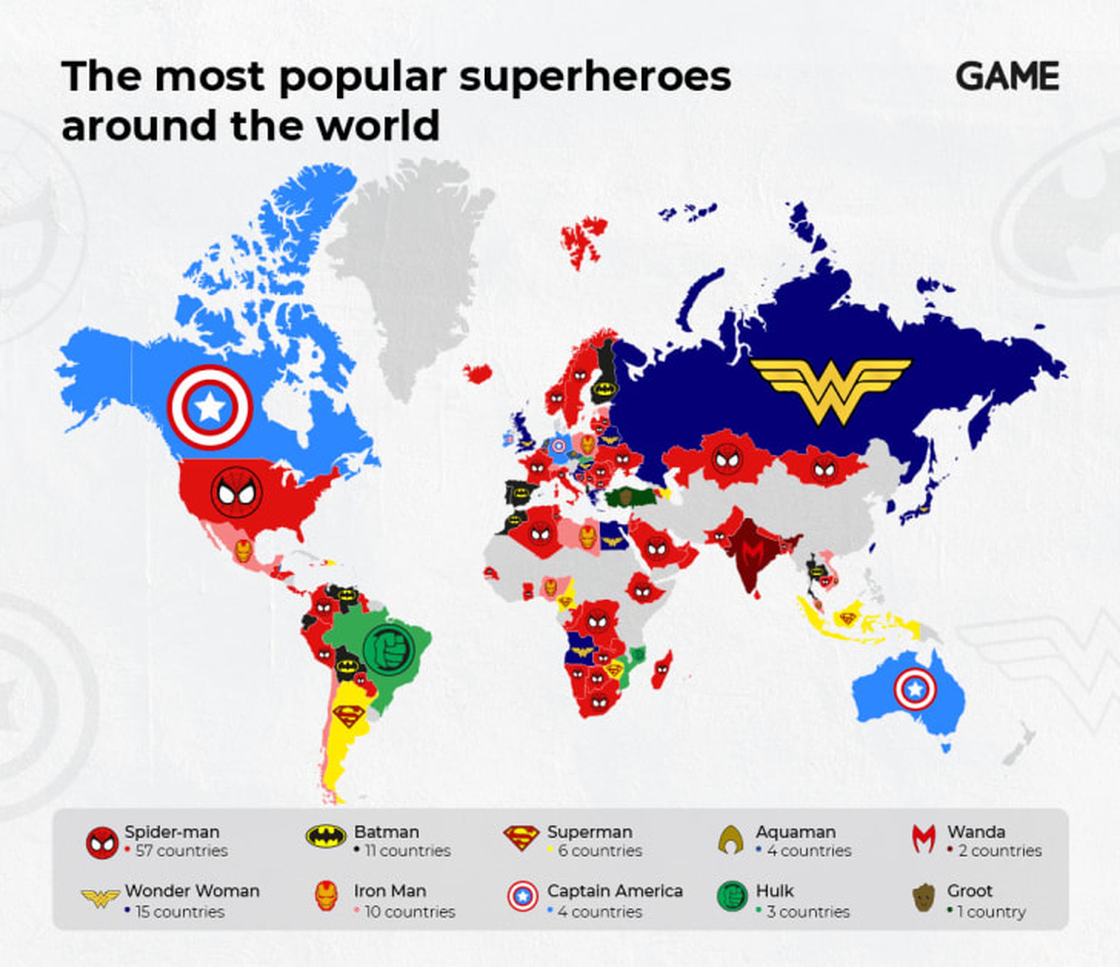 Los superhéroes favoritos de cada país