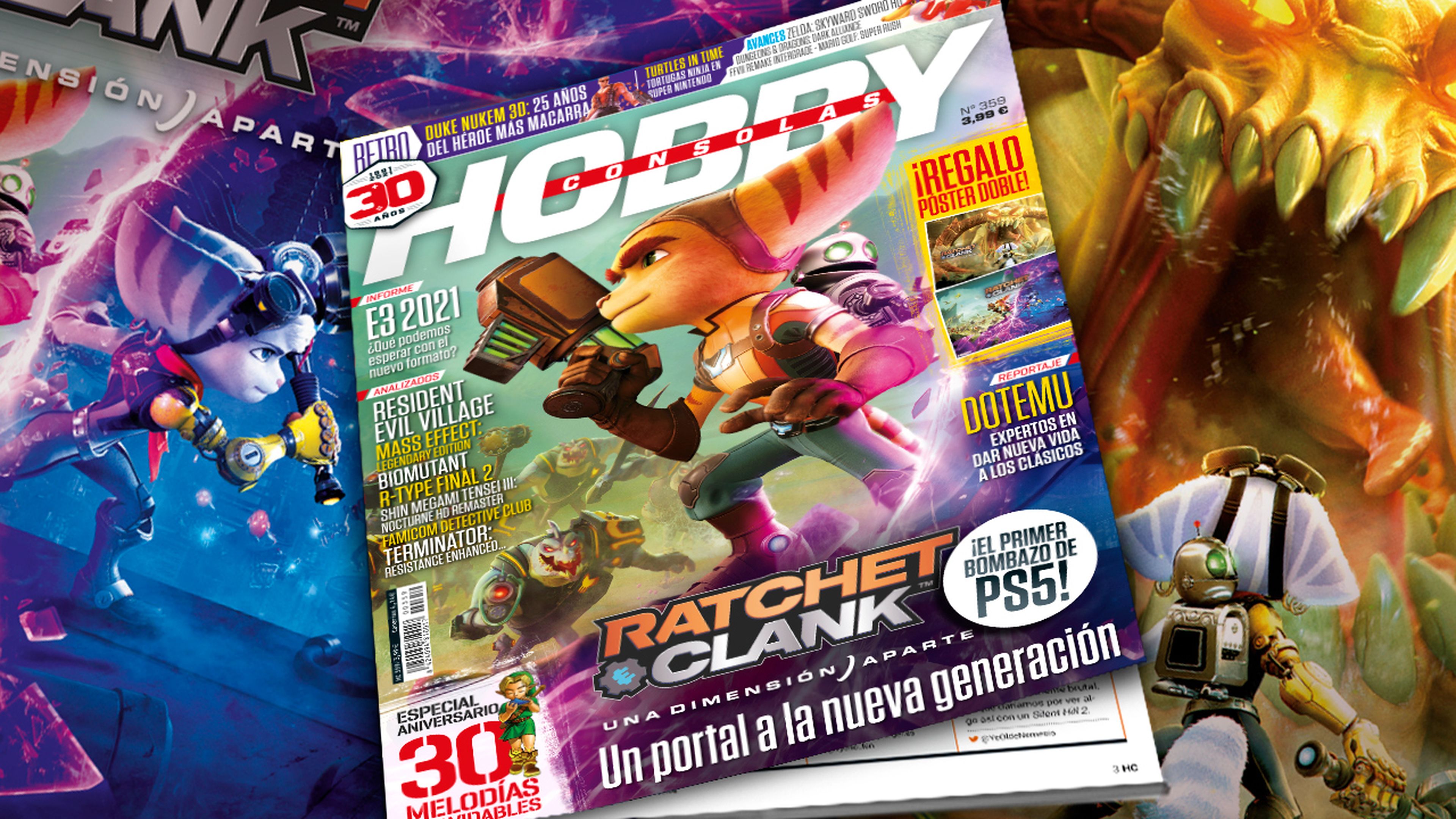 Hobby Consolas 359, a la venta con Ratchet & Clank: Una dimensión aparte en portada y en un póster doble