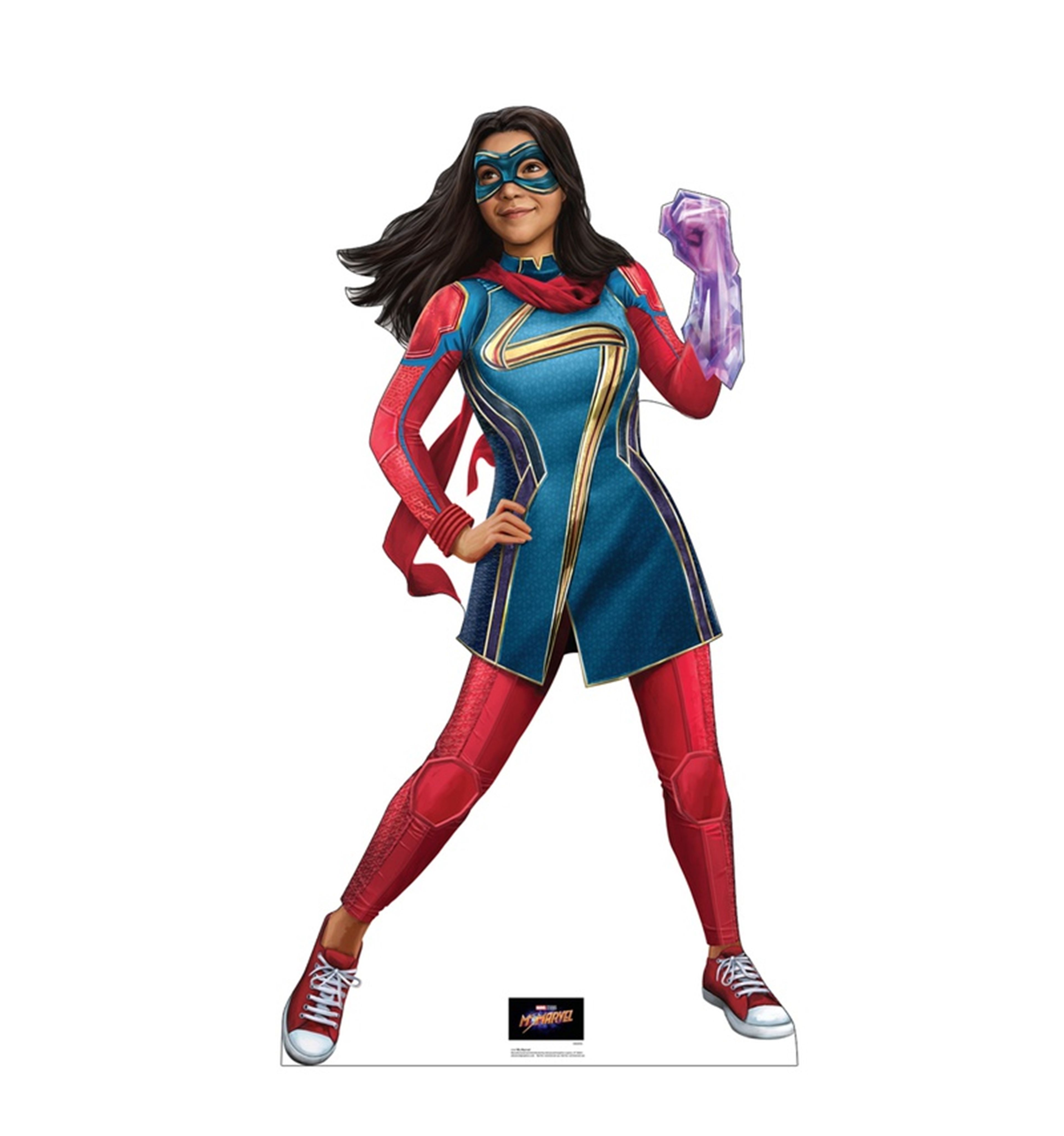 Arte promocional de la serie Ms Marvel, mostrando un mejor vistazo a su traje