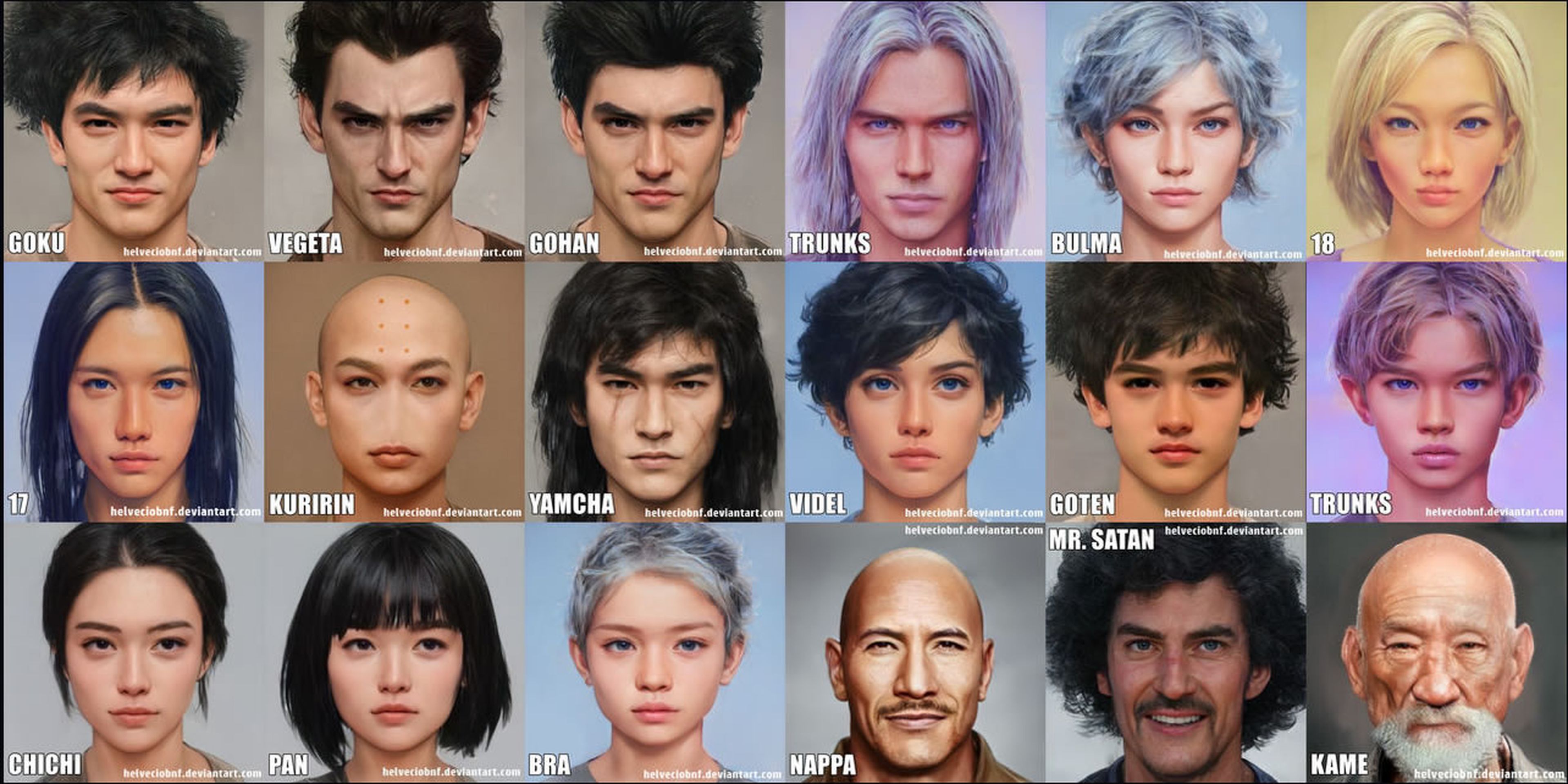 Personajes de Dragon Ball con aspecto realista