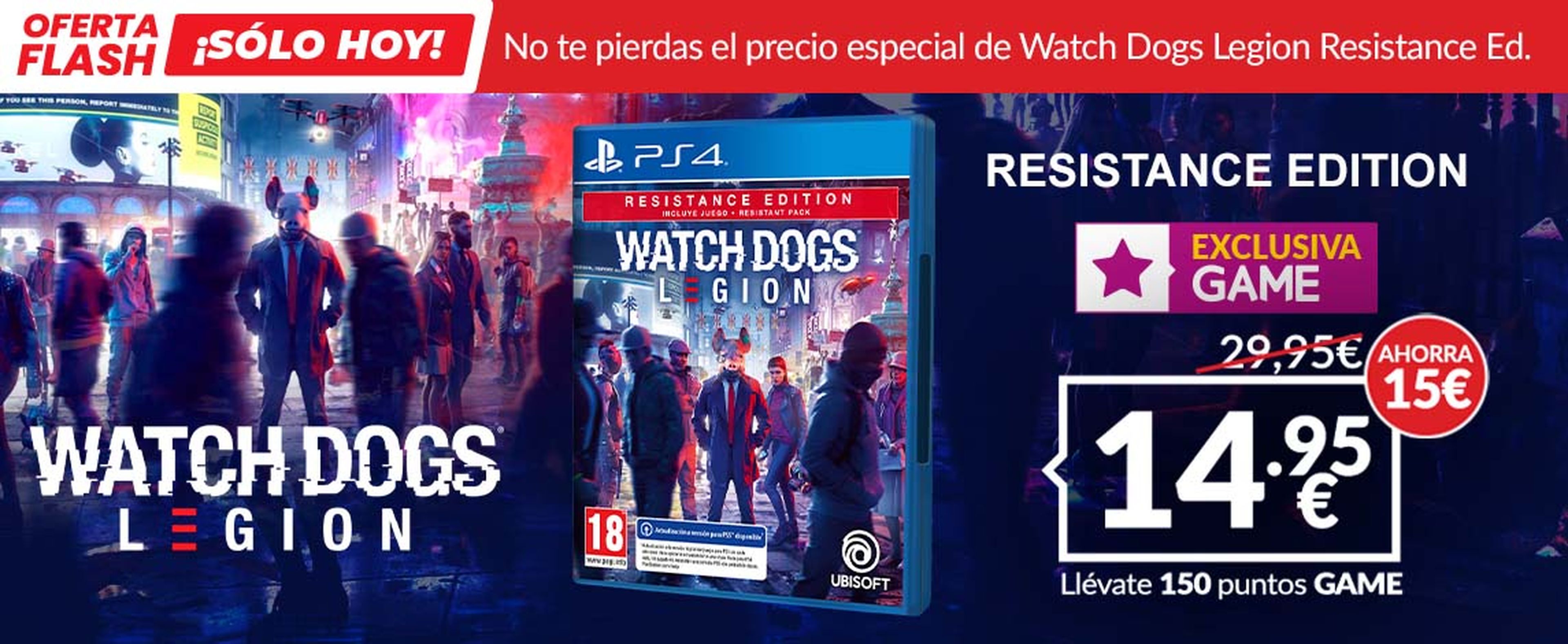 Oferta Flash de GAME: Watch Dogs Legion Resistance Edition por 14,95€  solamente disponible hoy