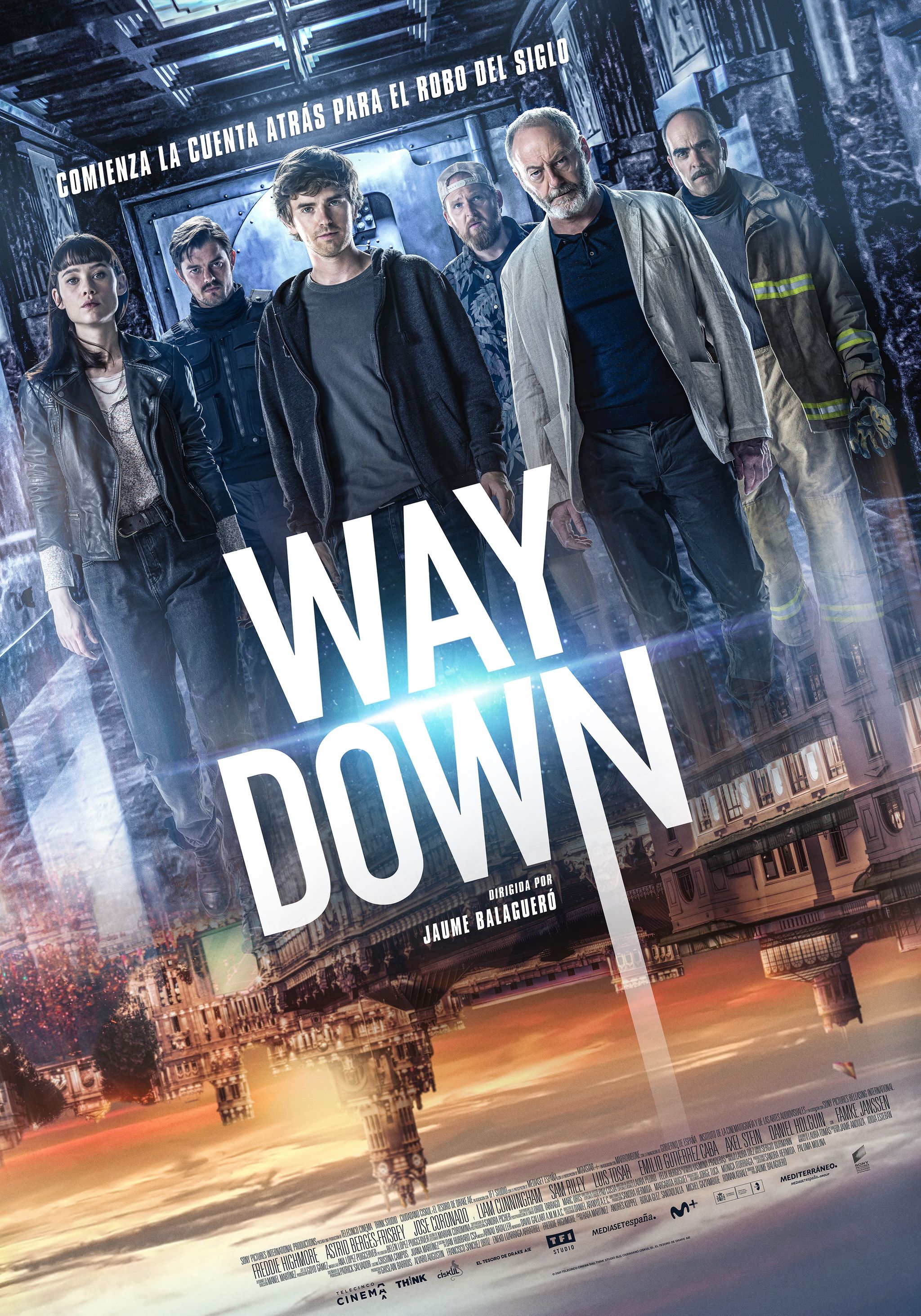 Tráiler y póster de Way Down, con Freddie Highmore y Liam Cunningham atracando el Banco de España