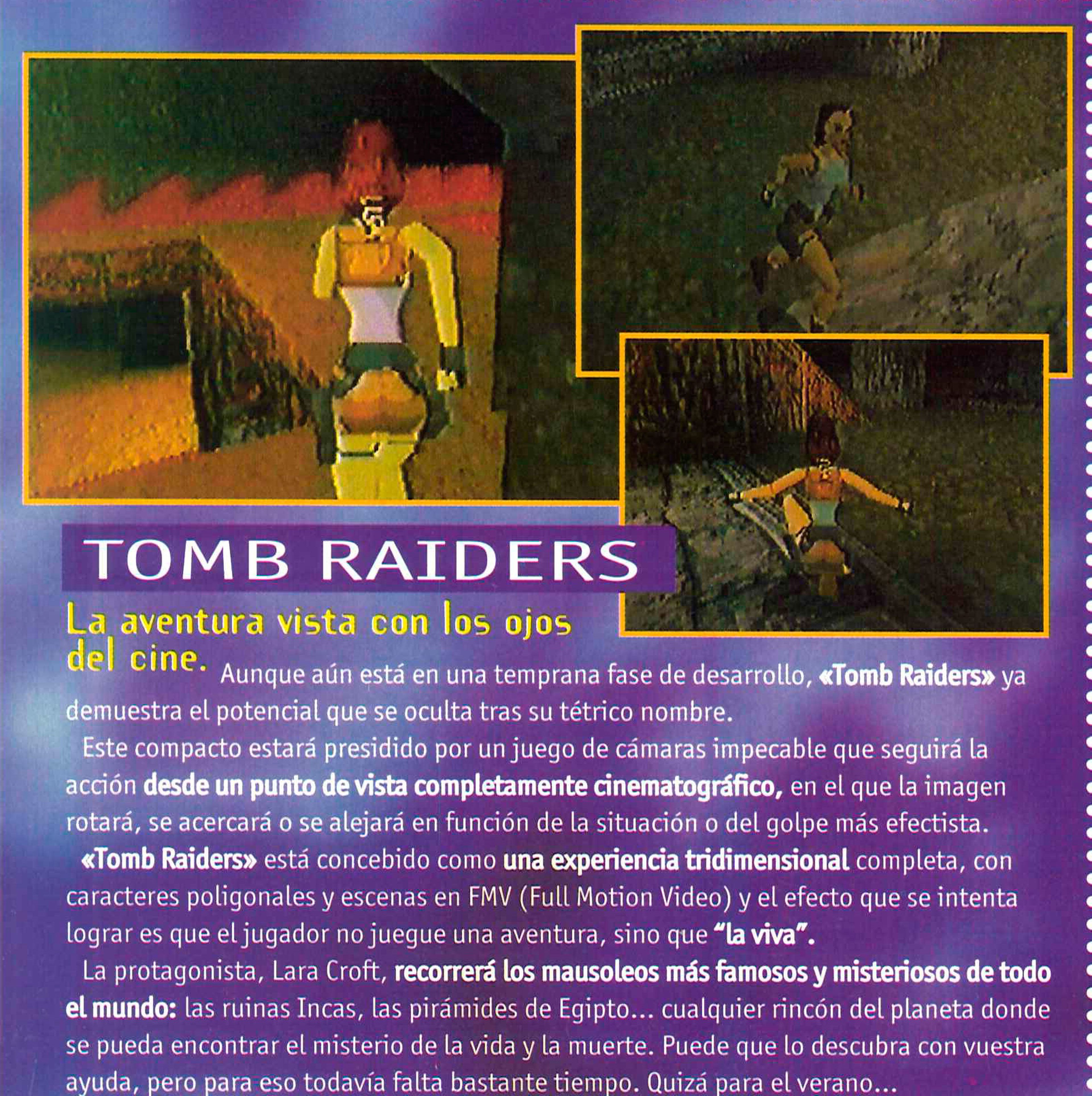 Primeras imágenes de Tomb "Raiders", en el número 54 de Hobby Consolas (Marzo 1996)