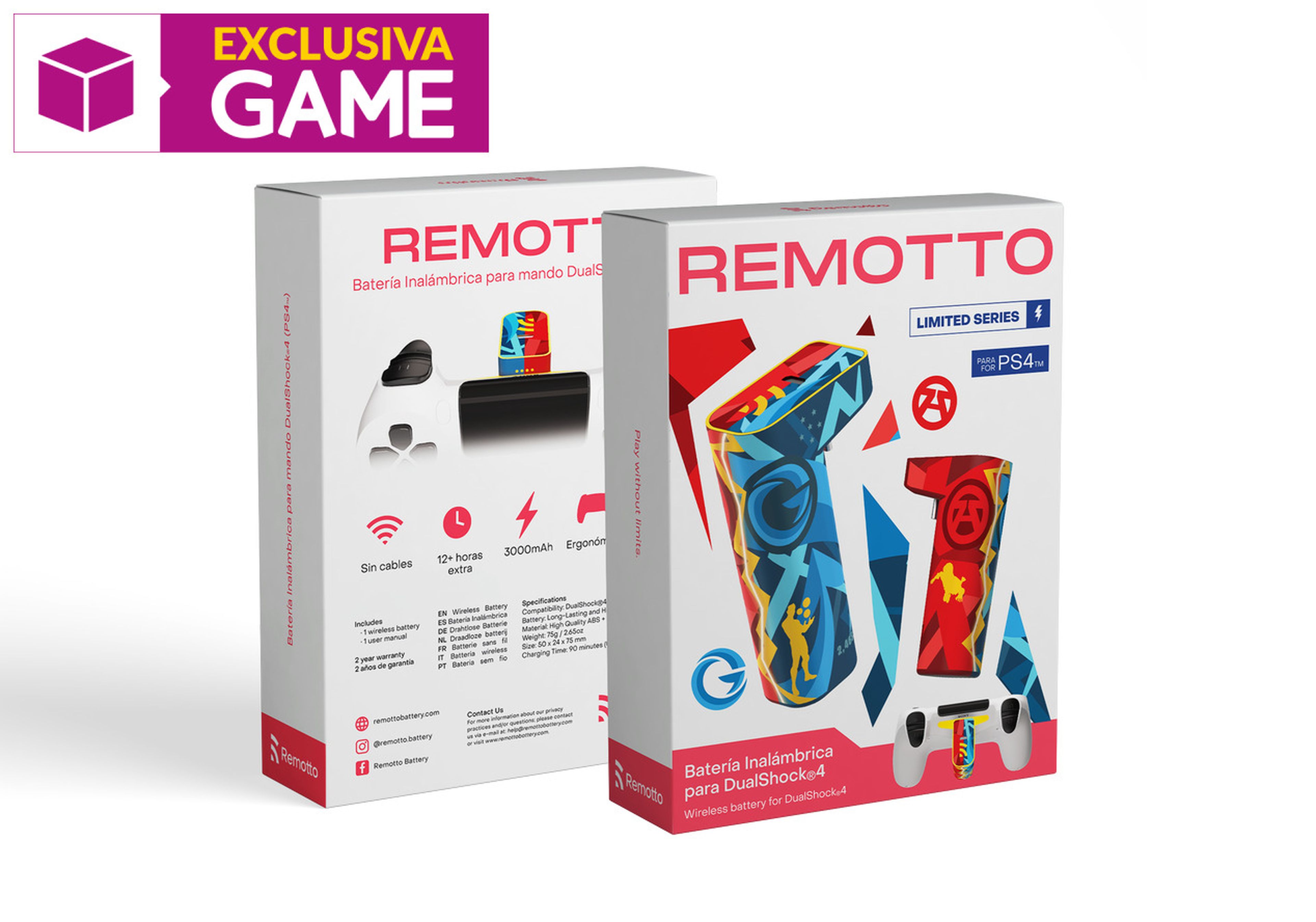 Remotto Battery - Cargador para Mando de PS4 Inalámbrico - +12