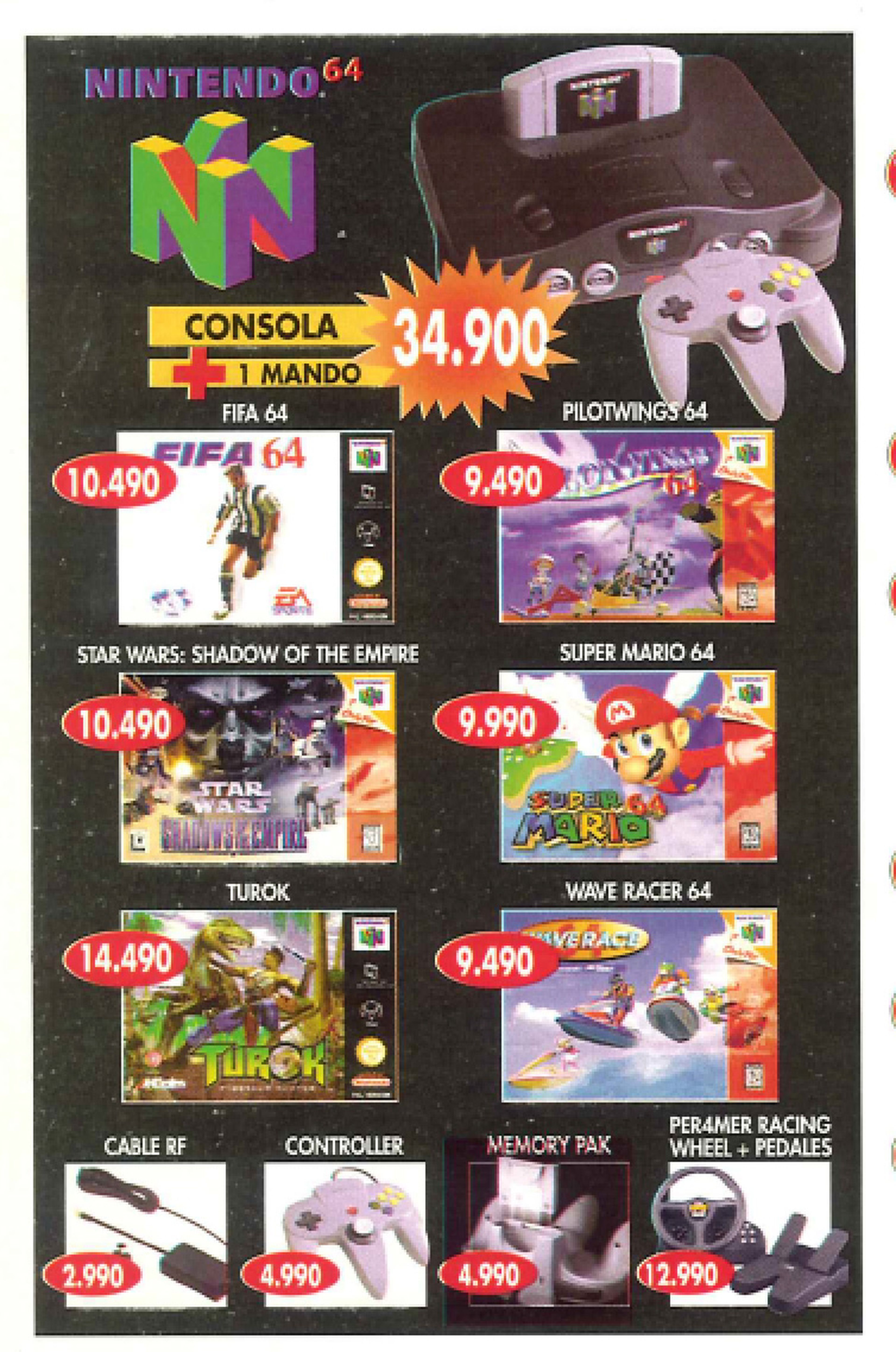 Precio de los juegos de Nintendo 64 en abril de 1997 (Centro Mail)