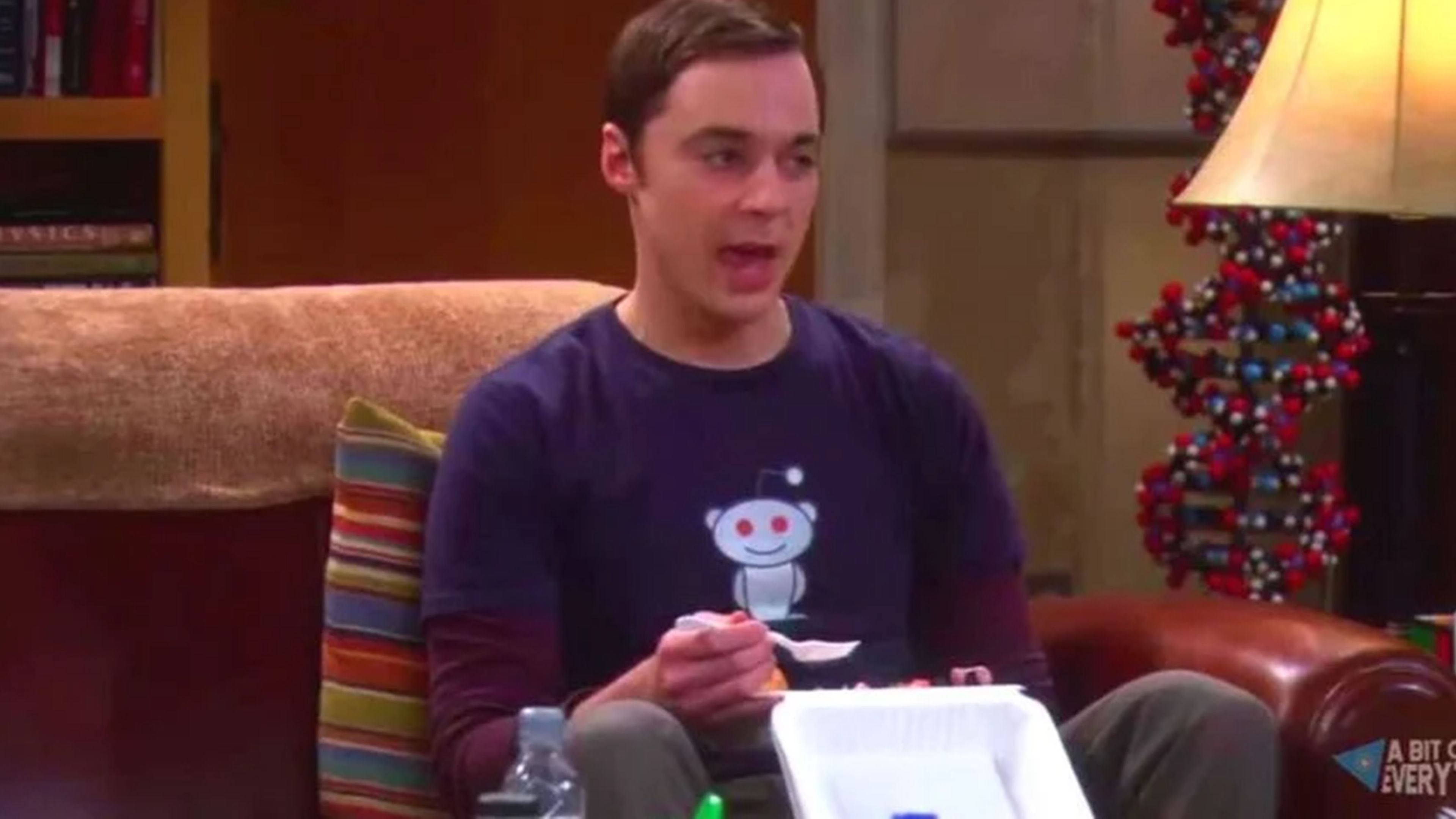 TBBT - Sheldon llevando una camiseta de Reddit