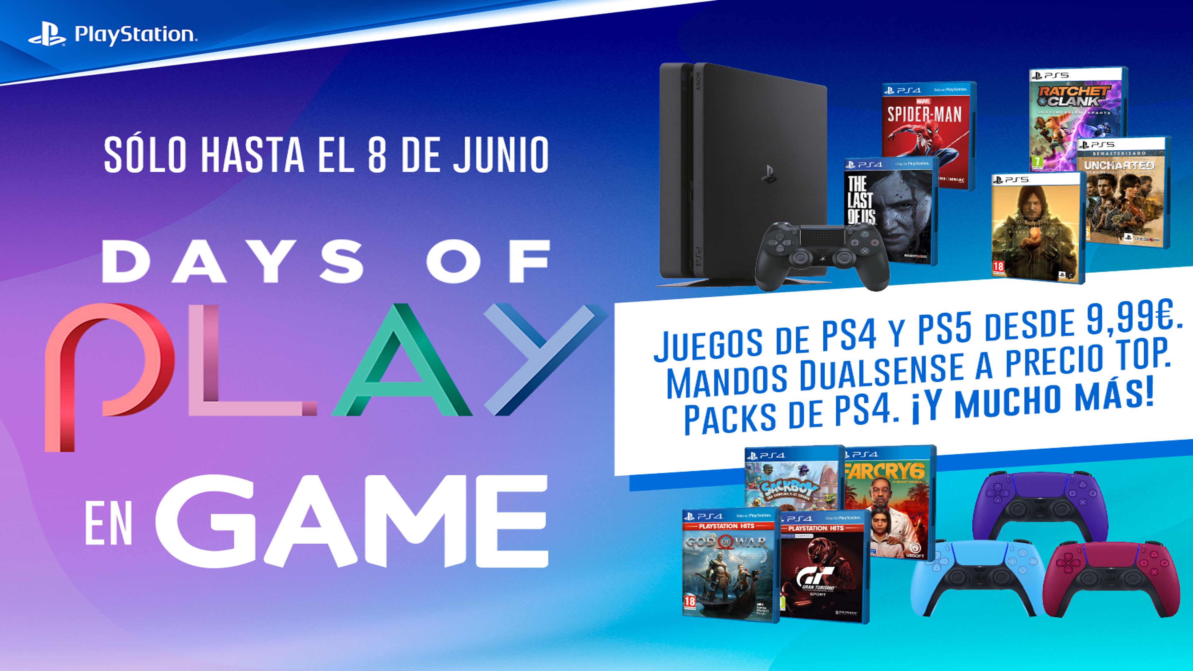 Days of Play en GAME: descuentos en juegos de PS4 y PS5 desde 9,99€, ofertas  en DualSense, packs de PS4 seminuevas y más