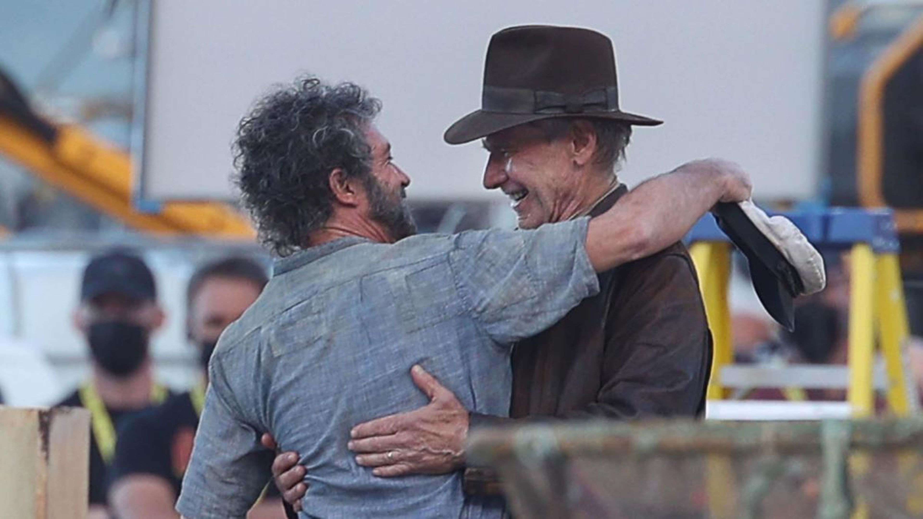 Antonio Banderas y Harrison Ford en el rodaje de Indiana Jones 5