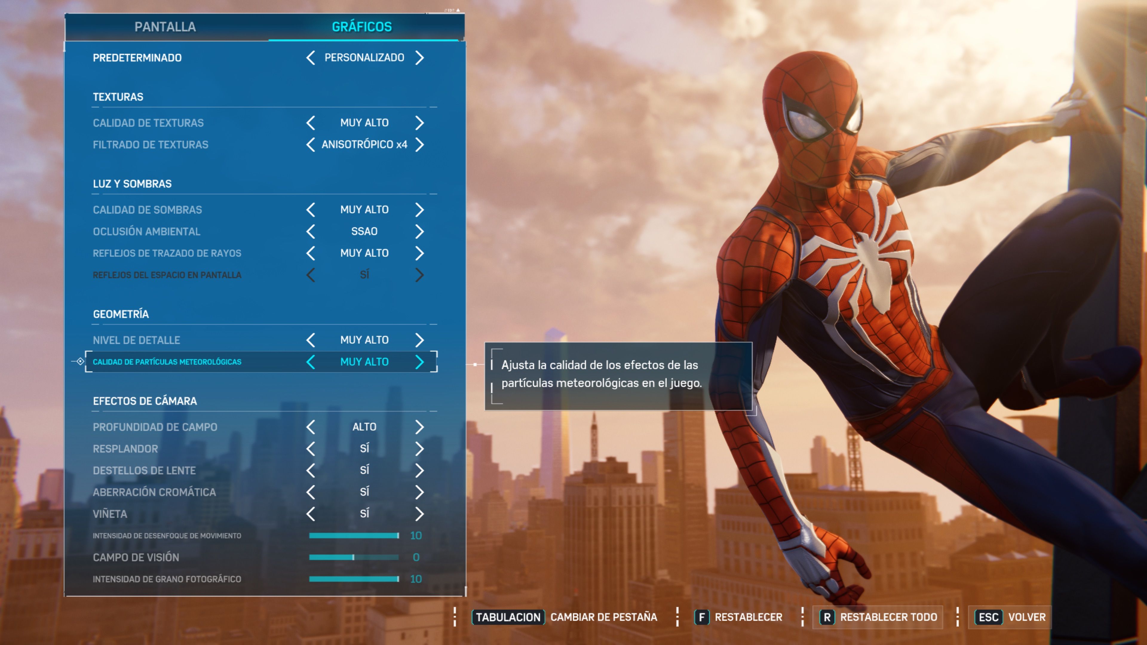 Ajustes Marvel's Spider-Man PC