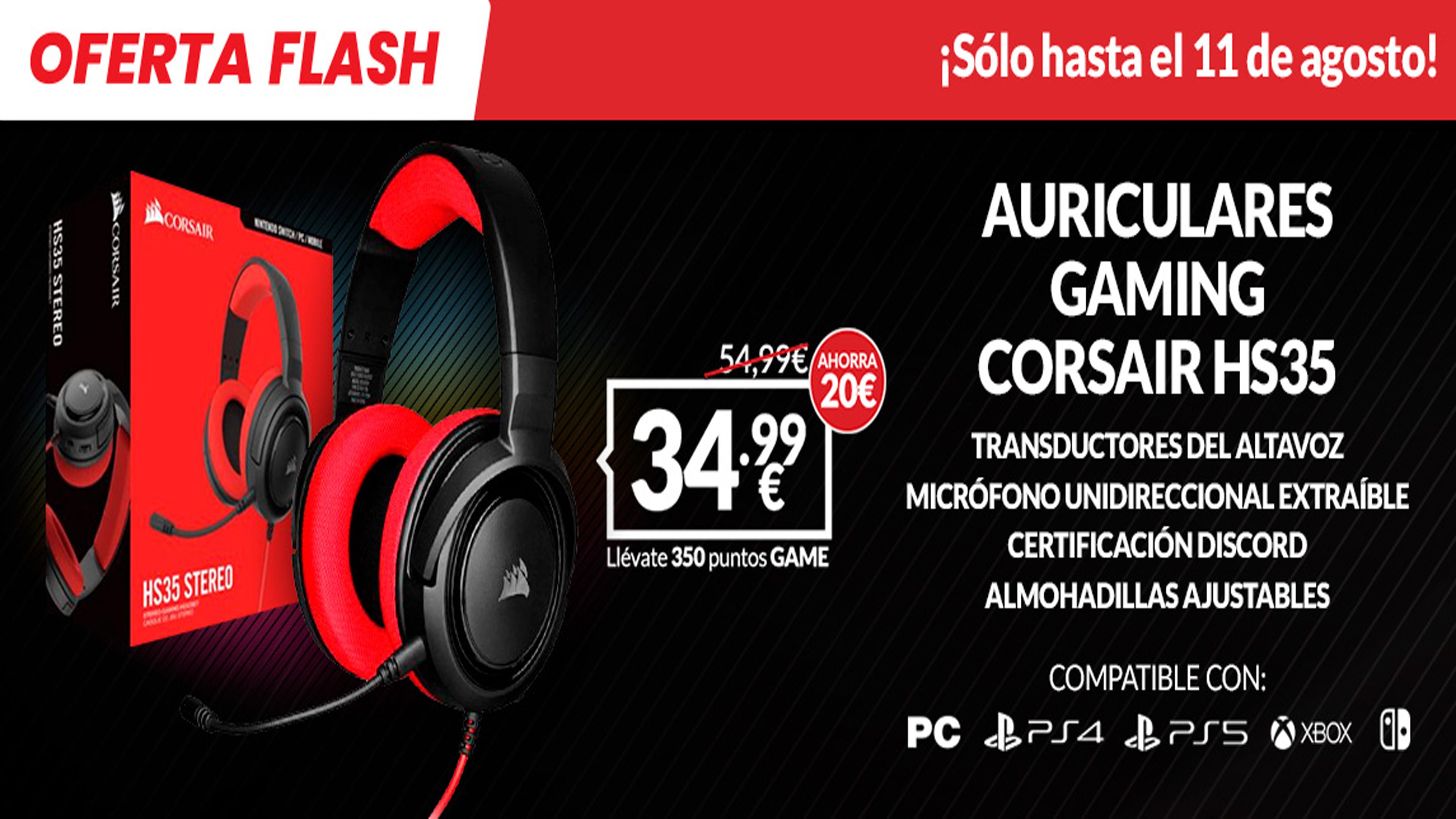 Auriculares gaming Corsair HS35 rojo - Nintendo Switch