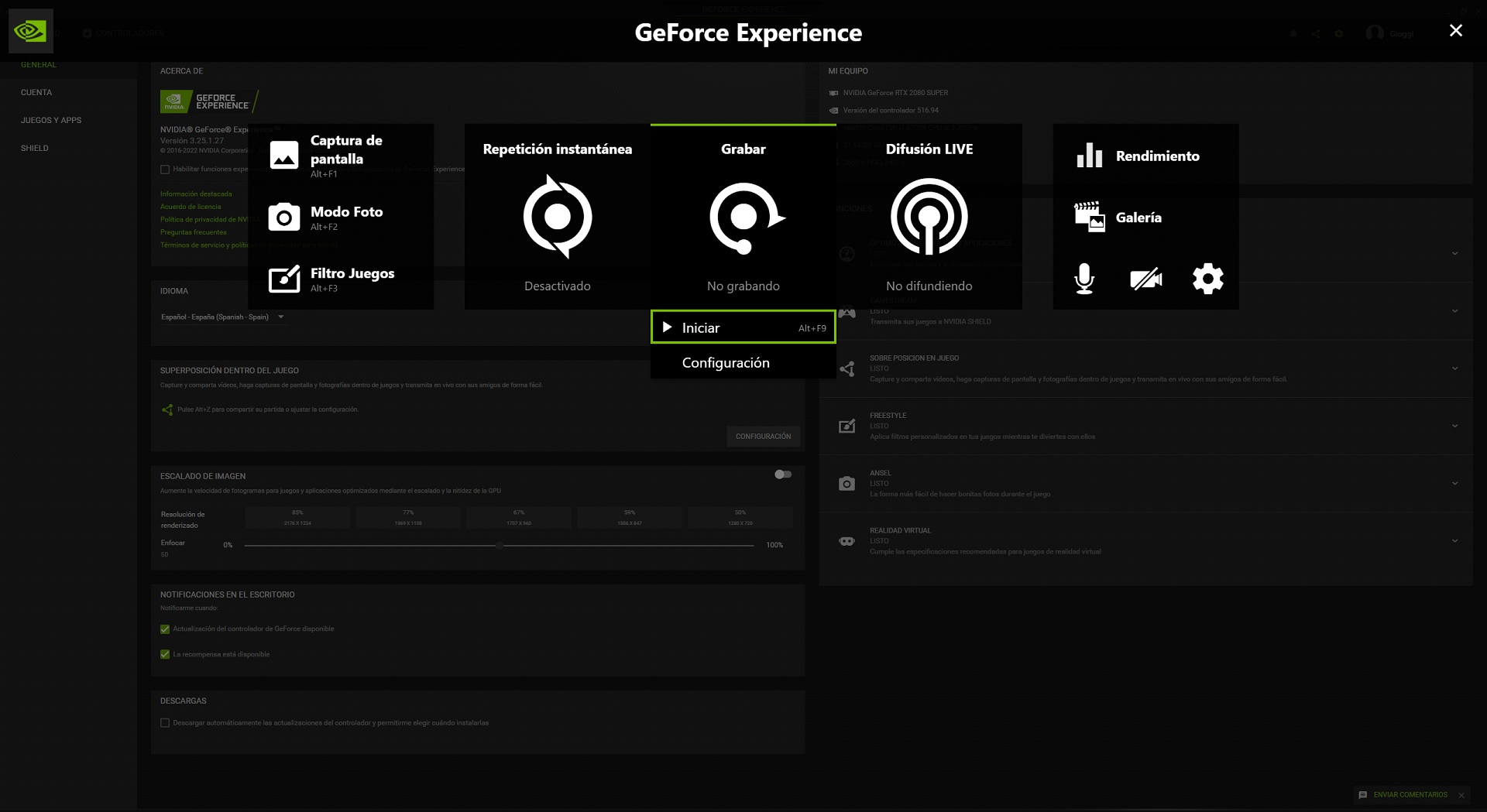 Geforce experience 2025 grabar pantalla