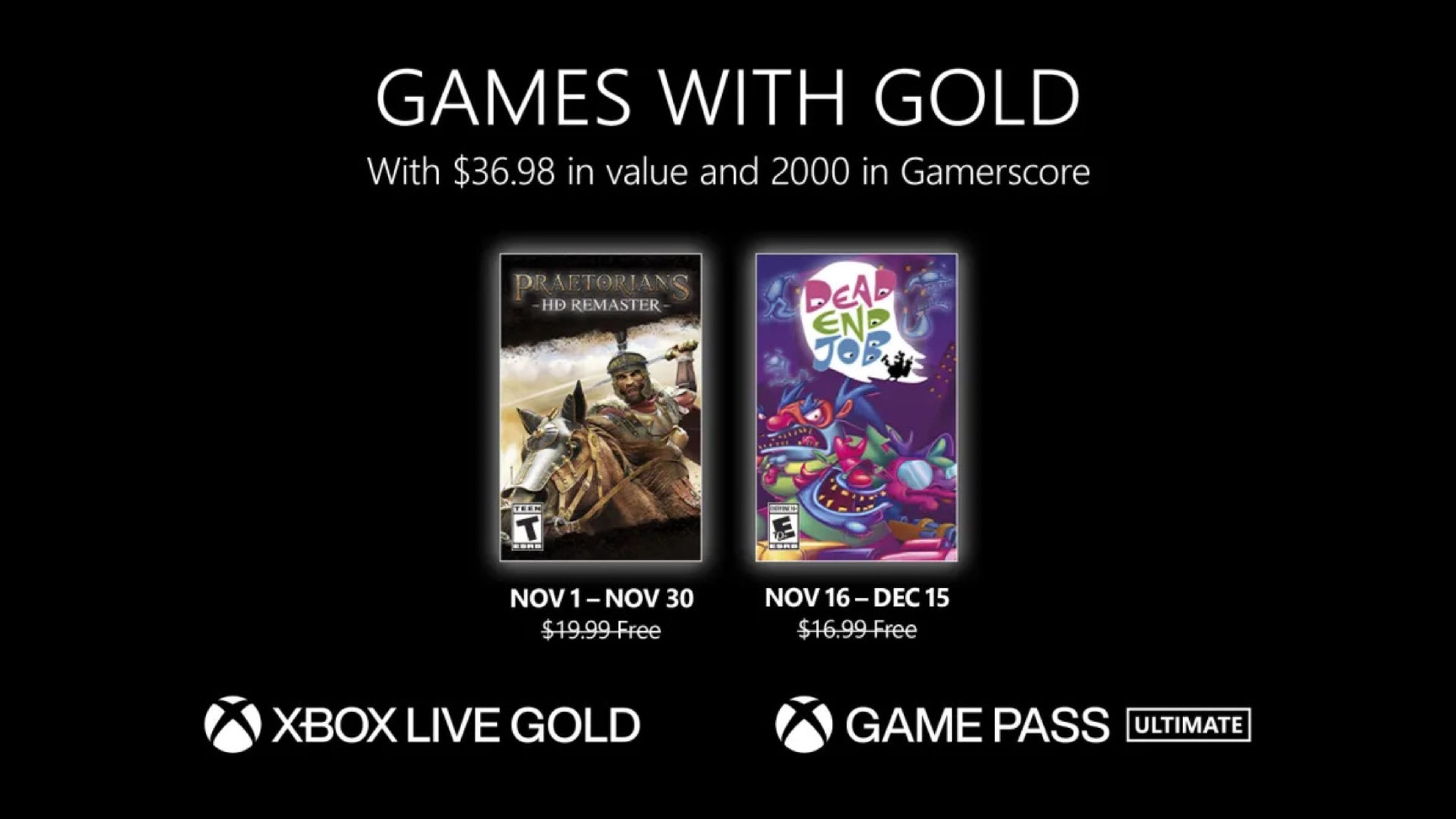Xbox Live Gold noviembre de 2022