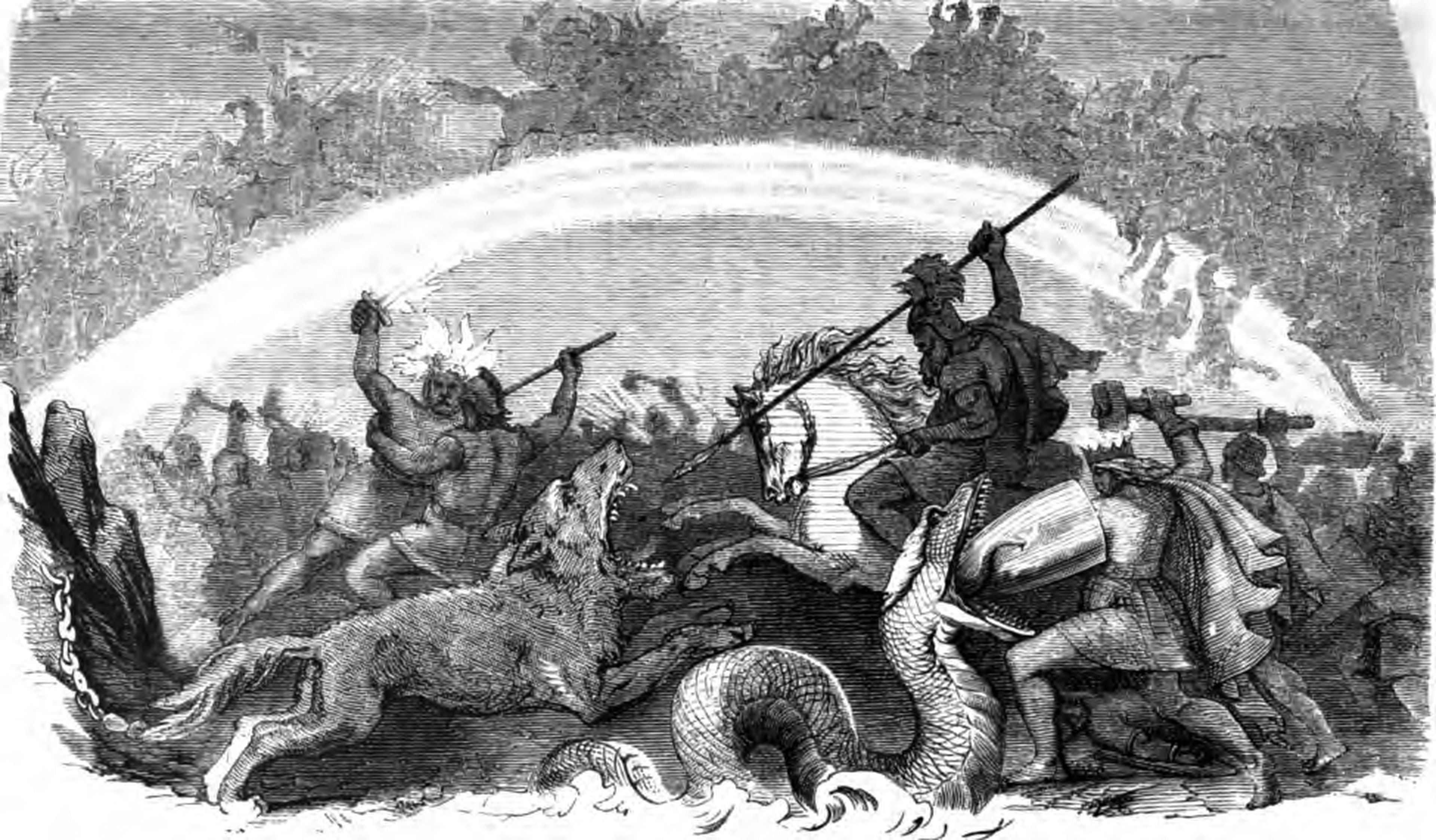 Batalla de dioses malditos, por Friedrich Wilhelm Heine