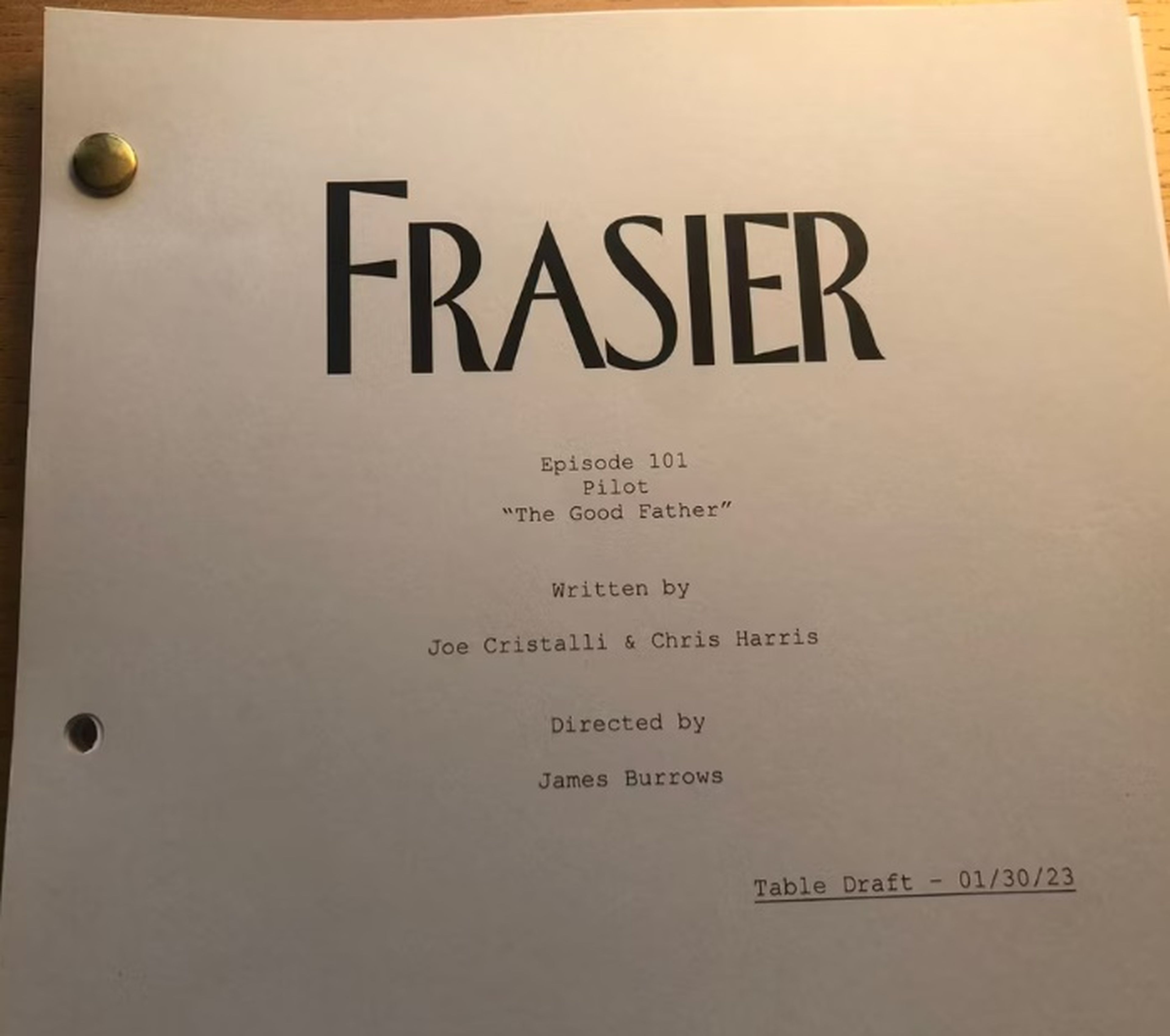 Guion del episodio piloto de la secuela de Frasier