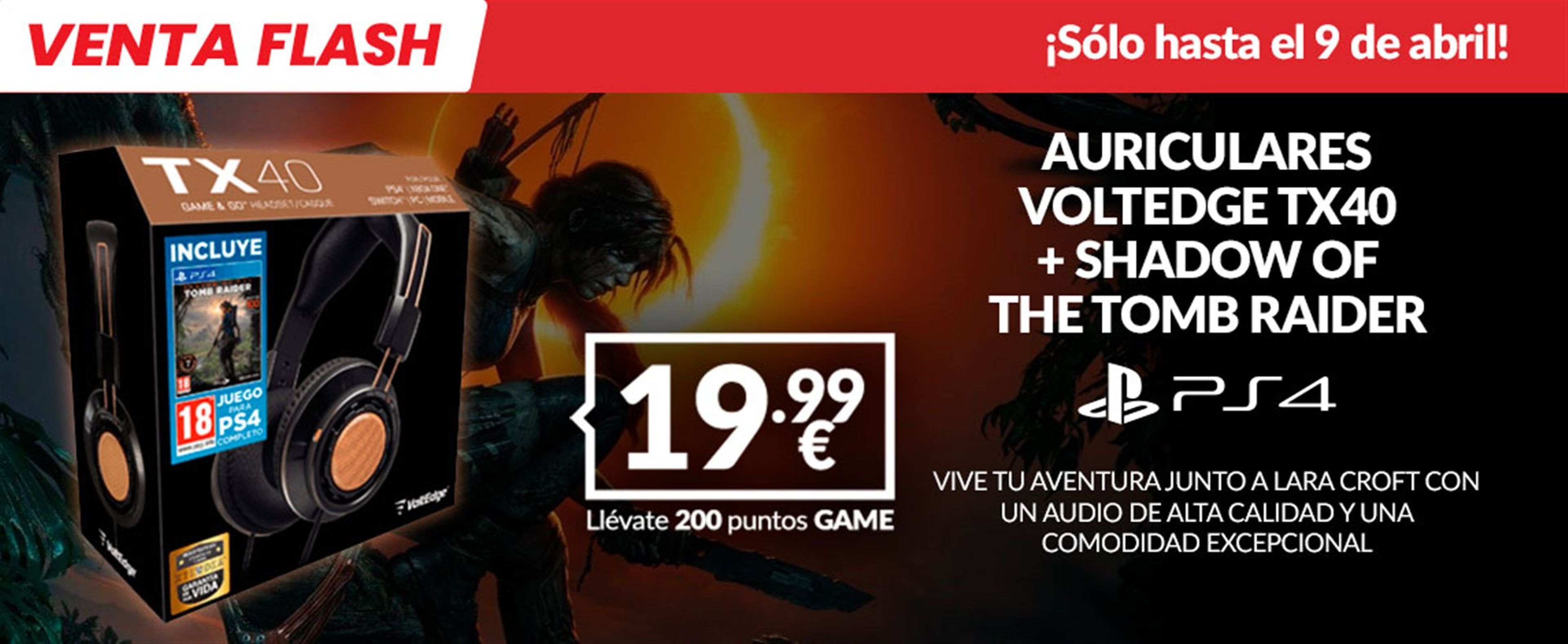 Pack de auriculares Voltedge TX40 + Shadow of the Tomb Raider en GAME